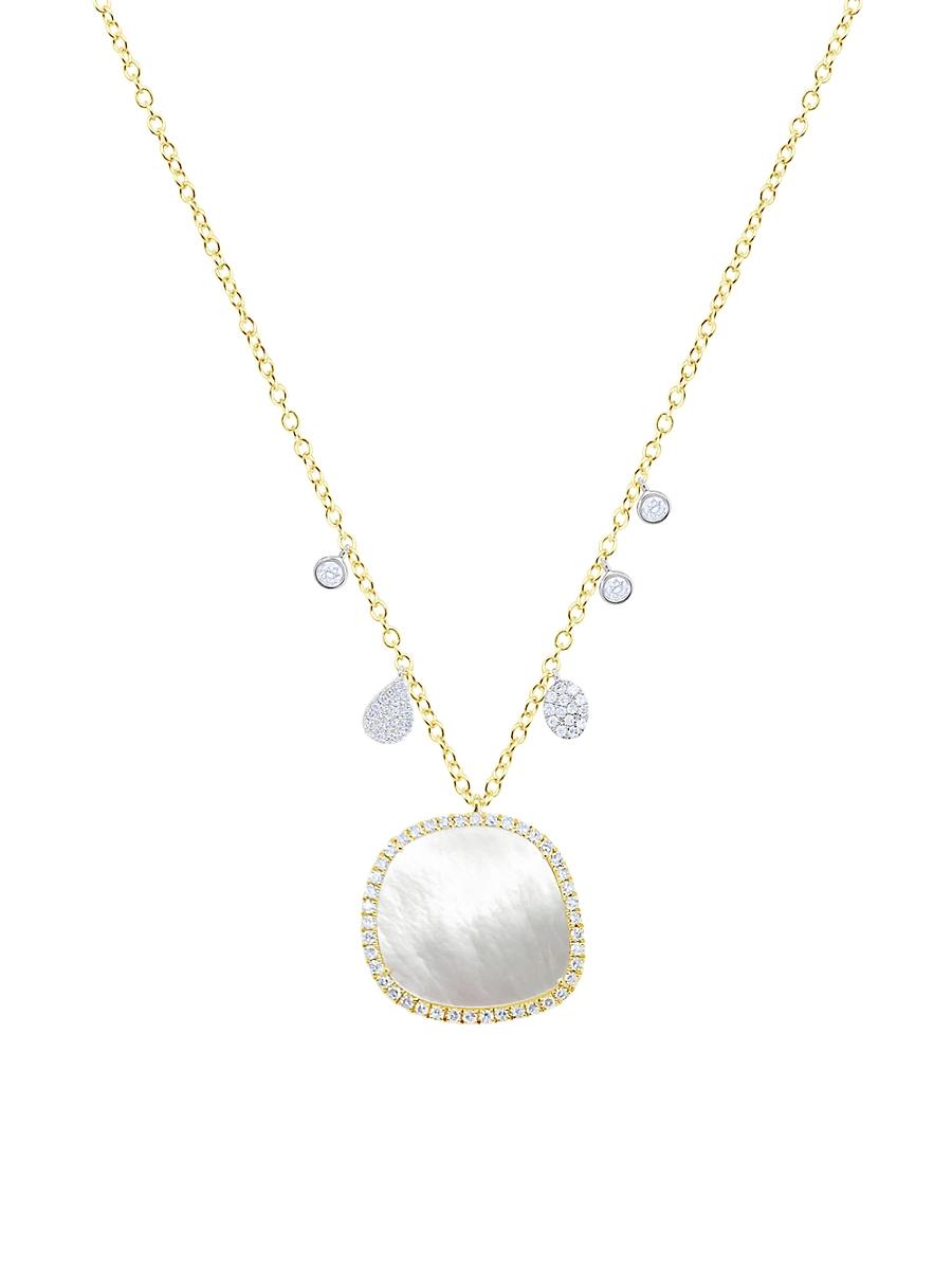 Womens Two-Tone 14K Gold, Mother-Of-Pearl & 0.48 TCW Diamond Pendant Necklace Product Image