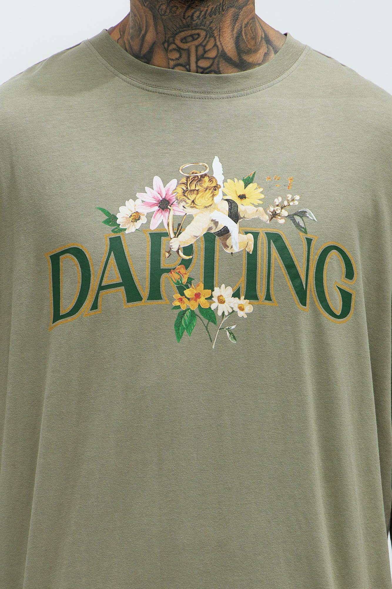 Darling Your Flowers Oversized Short Sleeve Tee - Olive Product Image