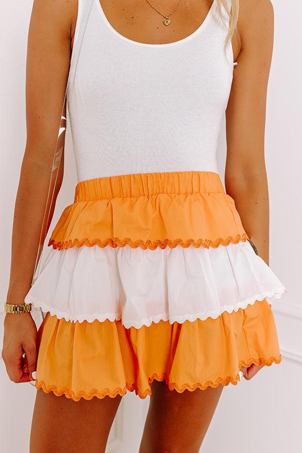 Tailgate Cutie High Waist Tiered Mini Skirt in Orange Product Image