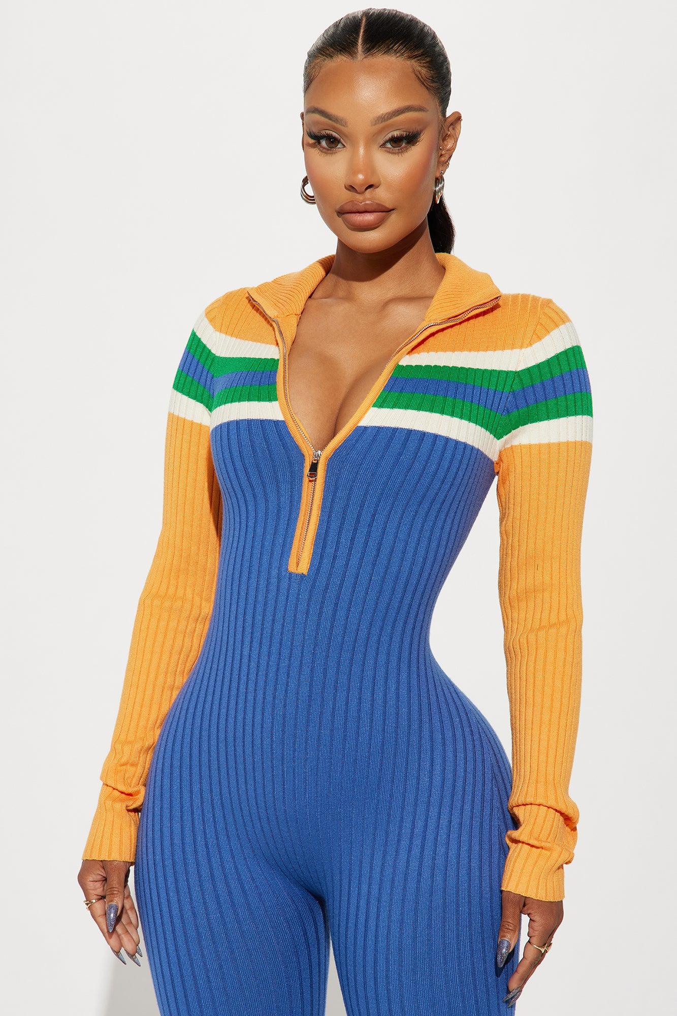 Point Place Jumpsuit  - Orange/combo Product Image