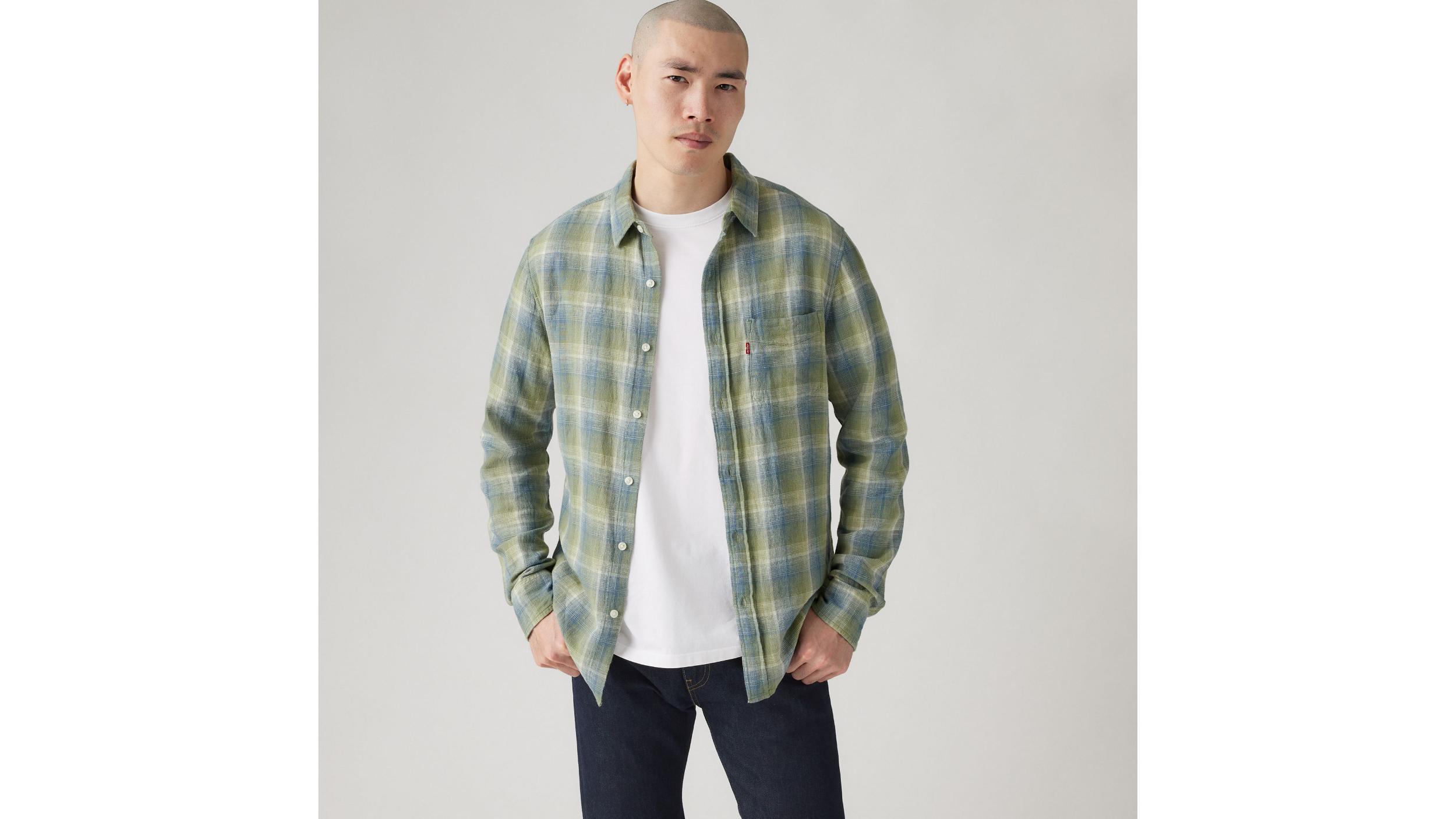 Sunset One Pocket Cotton Linen Standard Fit Shirt Product Image