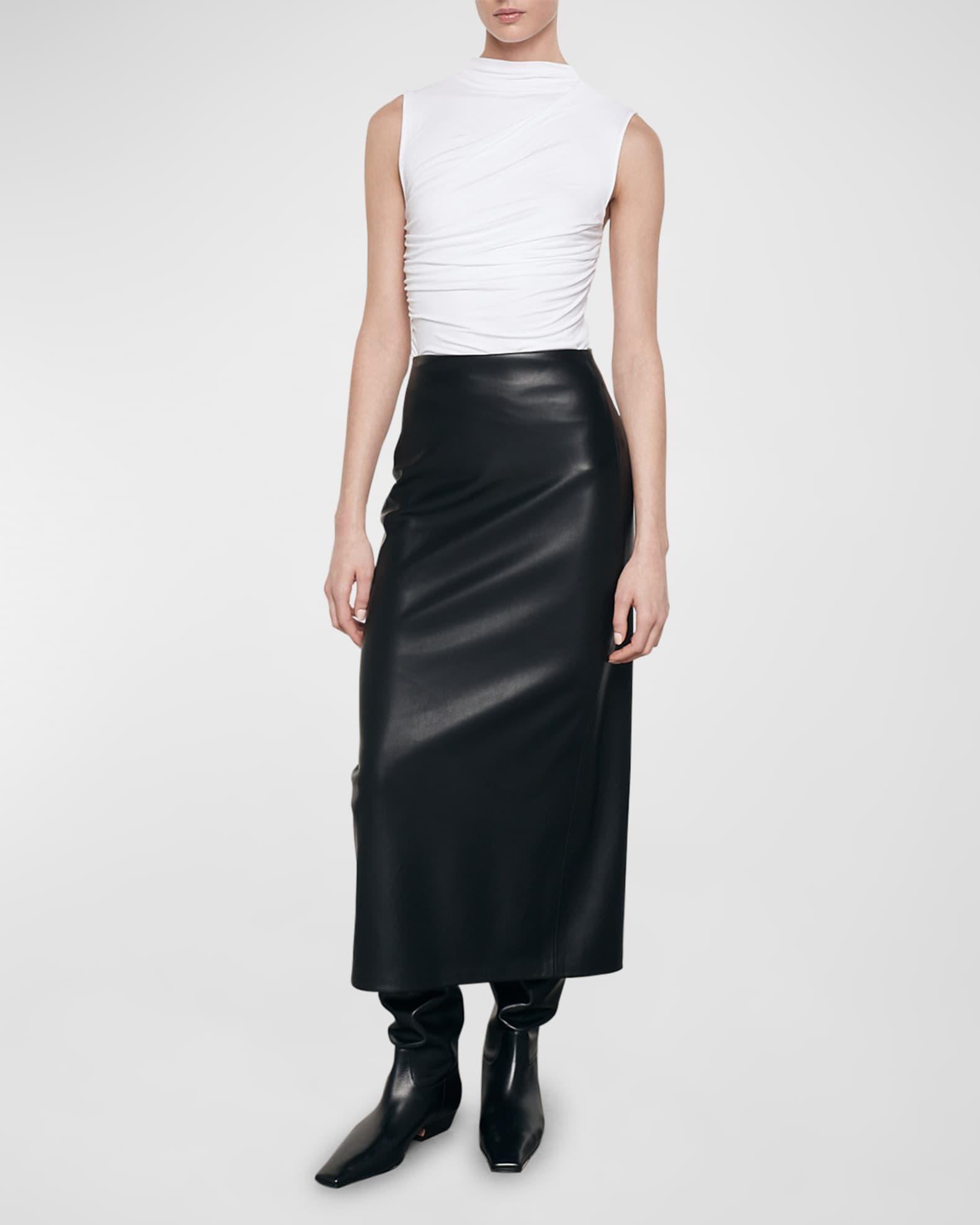 Ankle-Length Faux Leather Skirt  Product Image