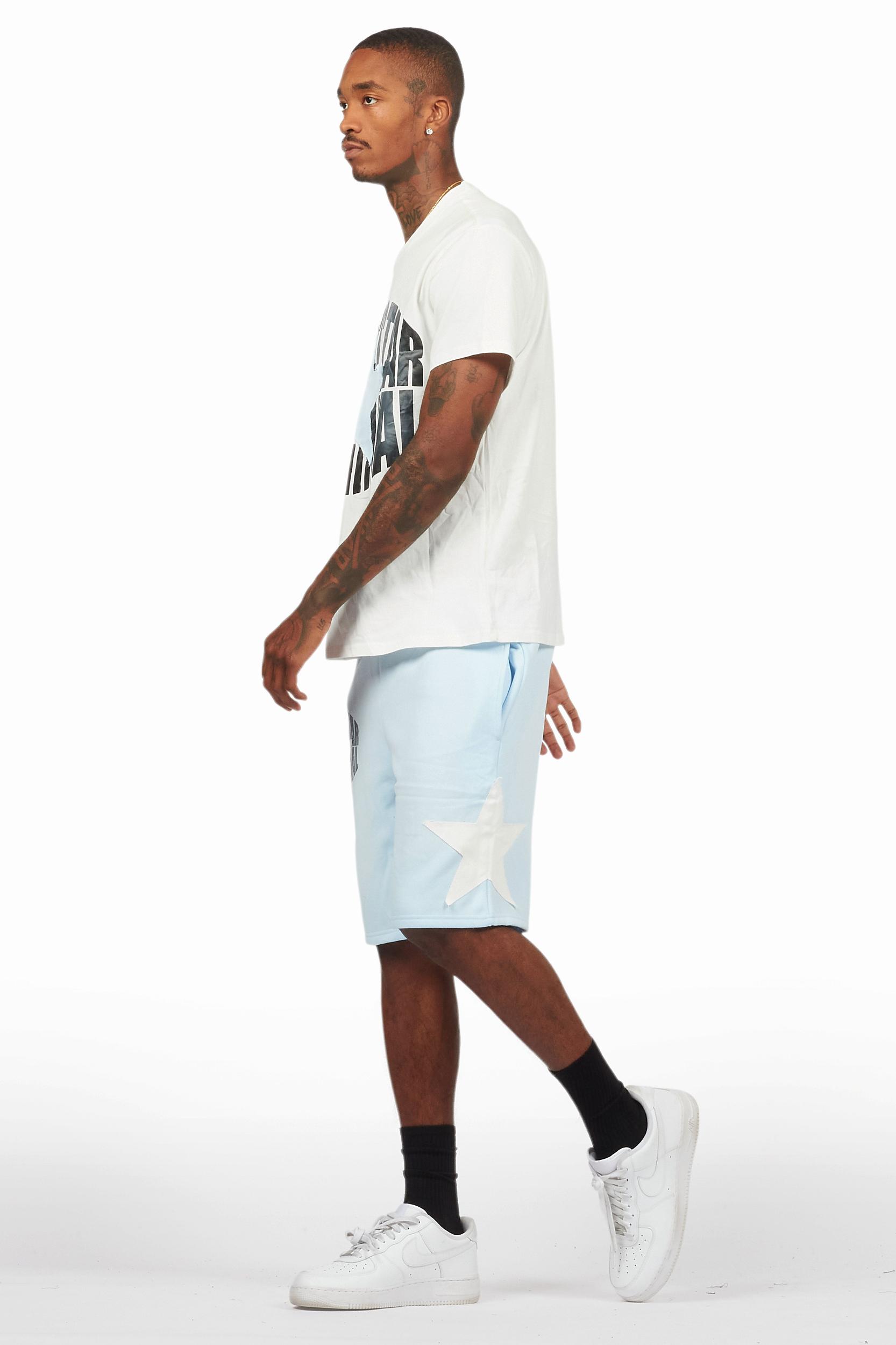 Sarge White/Blue T-Shirt/Short Set Male Product Image