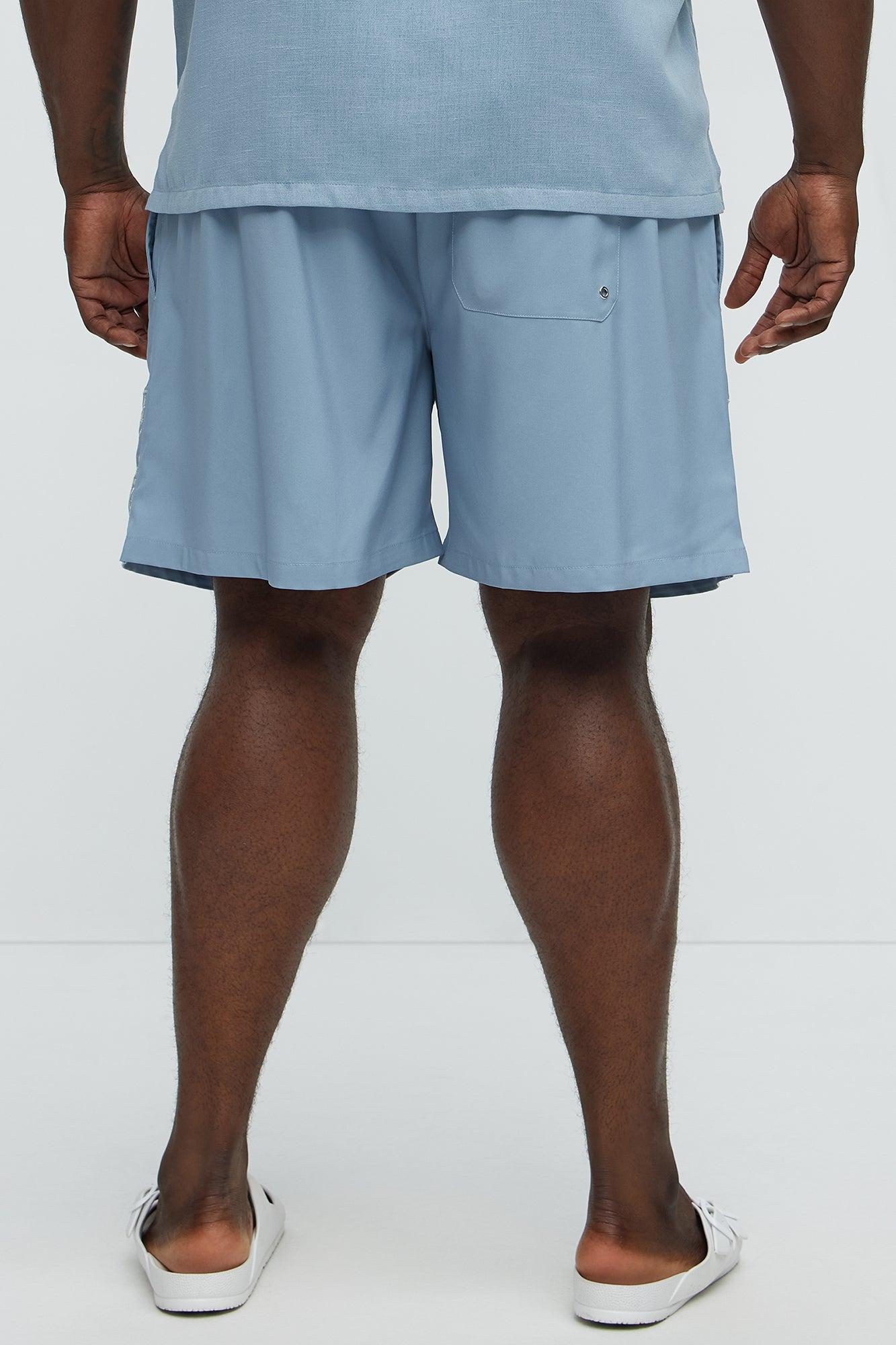 Embroidered Floral Swim Classic Trunk - Blue/combo Male Product Image