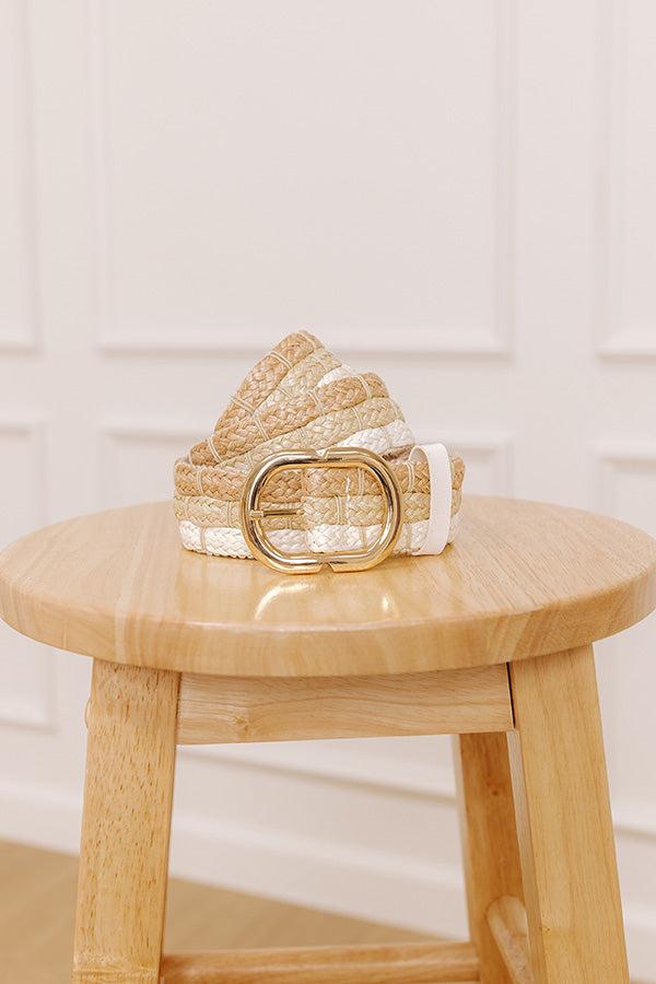 Coastal Cutie Raffia Woven Belt in White Product Image