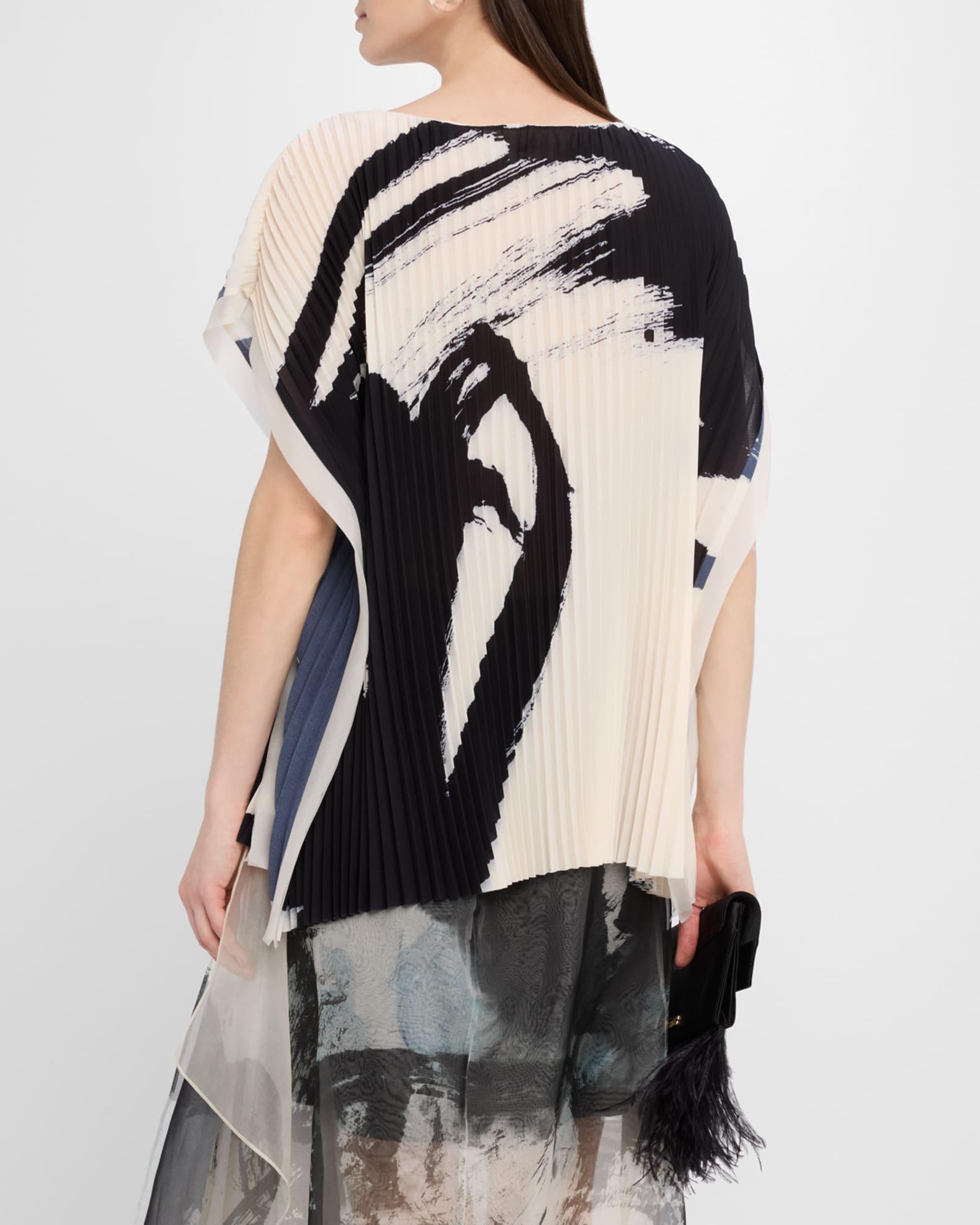 Boatneck Pleated Square Top With Artwork By Tong Product Image