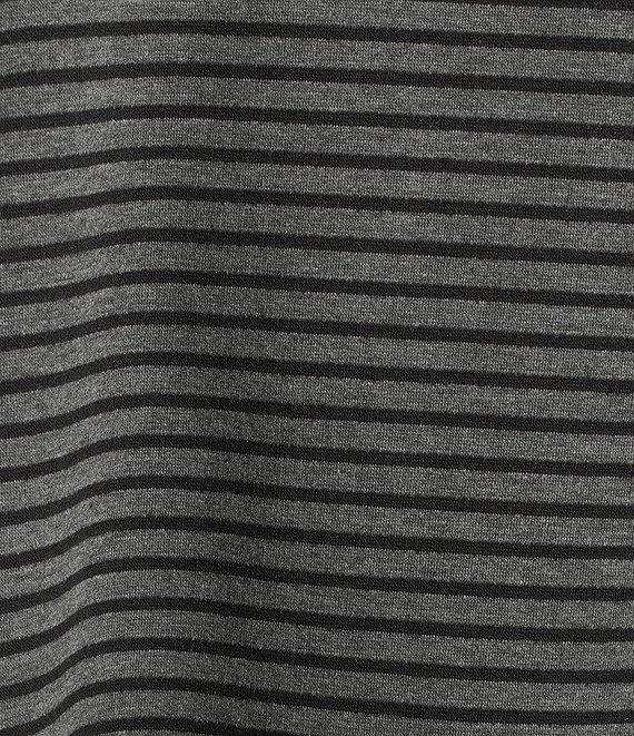 Eileen Fisher Cozy Striped Brushed Terry Organic Cotton Blend Knit Round Neck Long Sleeve Box Top Product Image