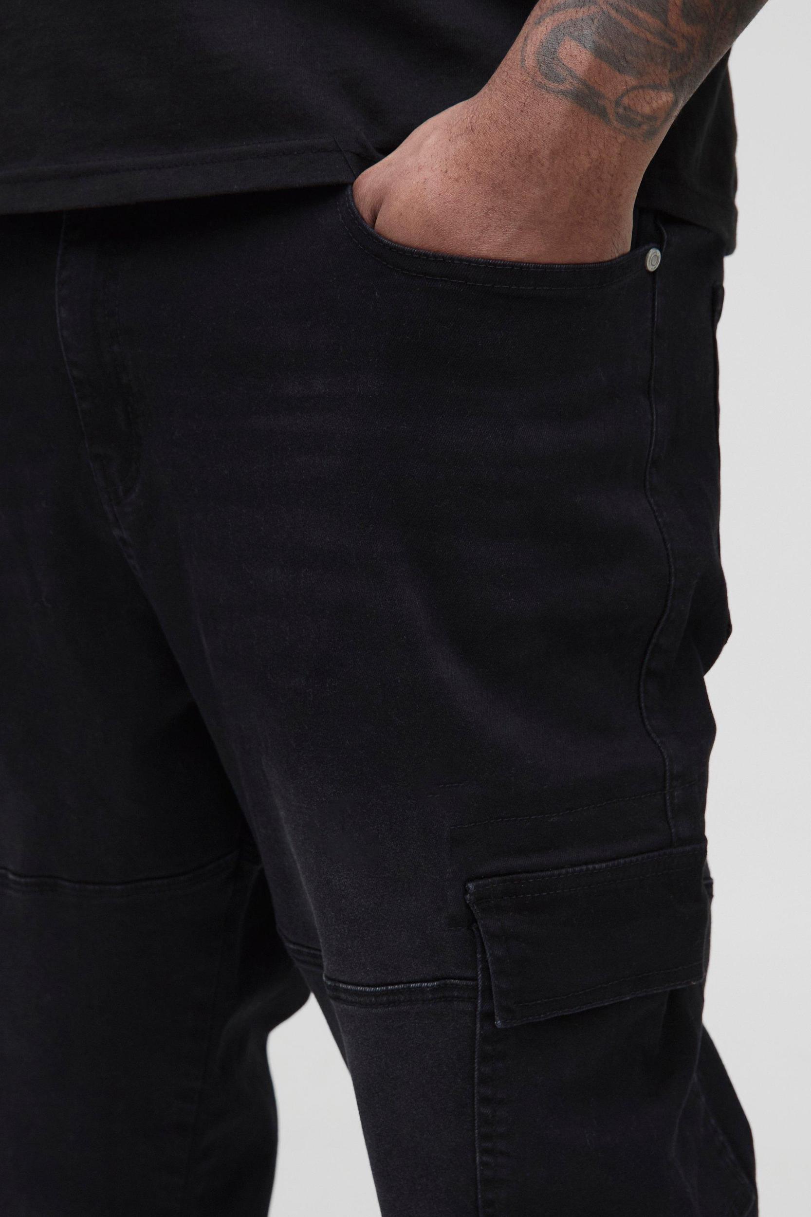 Plus Seam Detail Cargo Slim Fit Jeans | boohooMAN USA Product Image