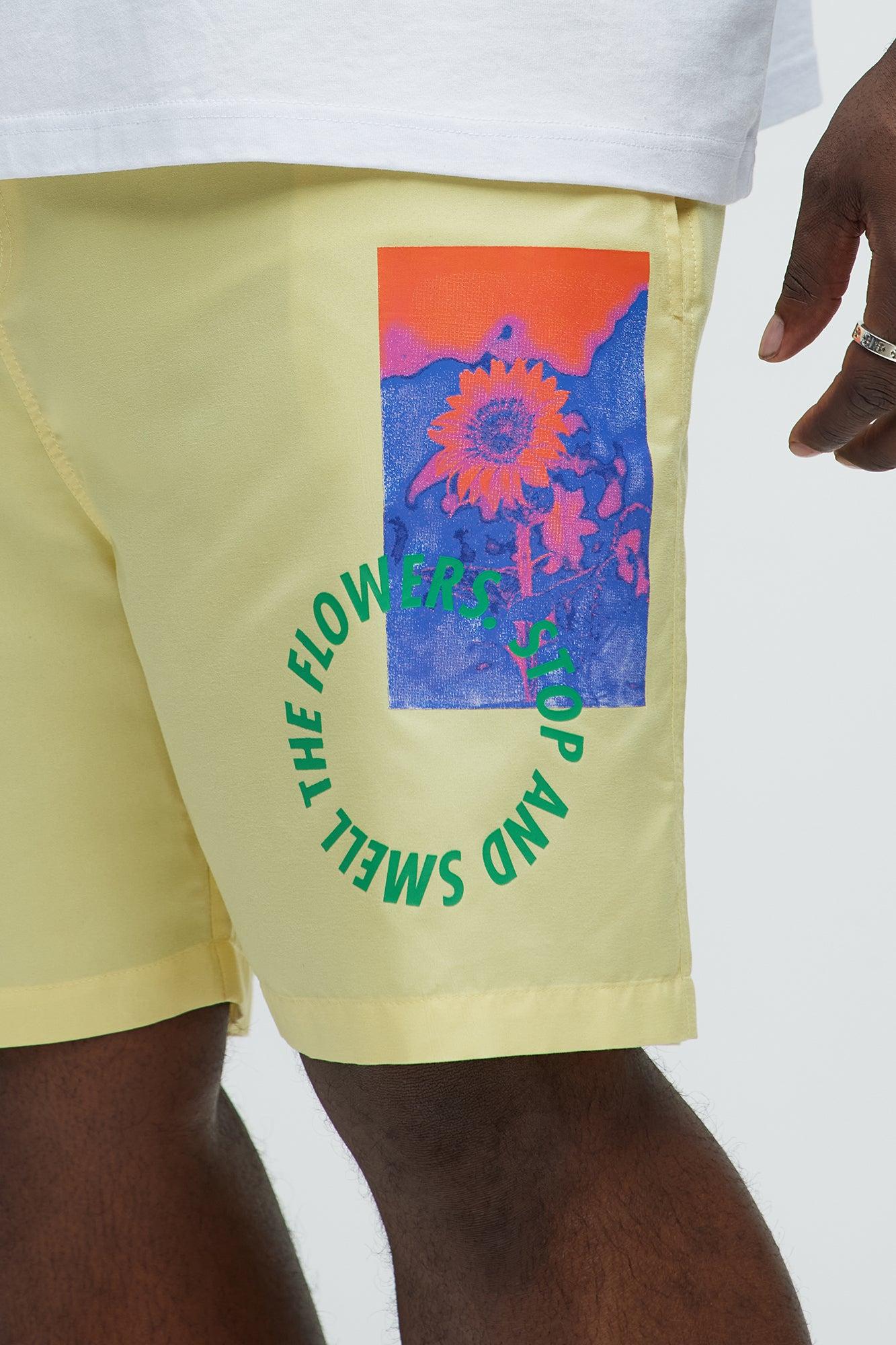 Stop And Smell The Flowers Swim Mid Trunk - Yellow Product Image