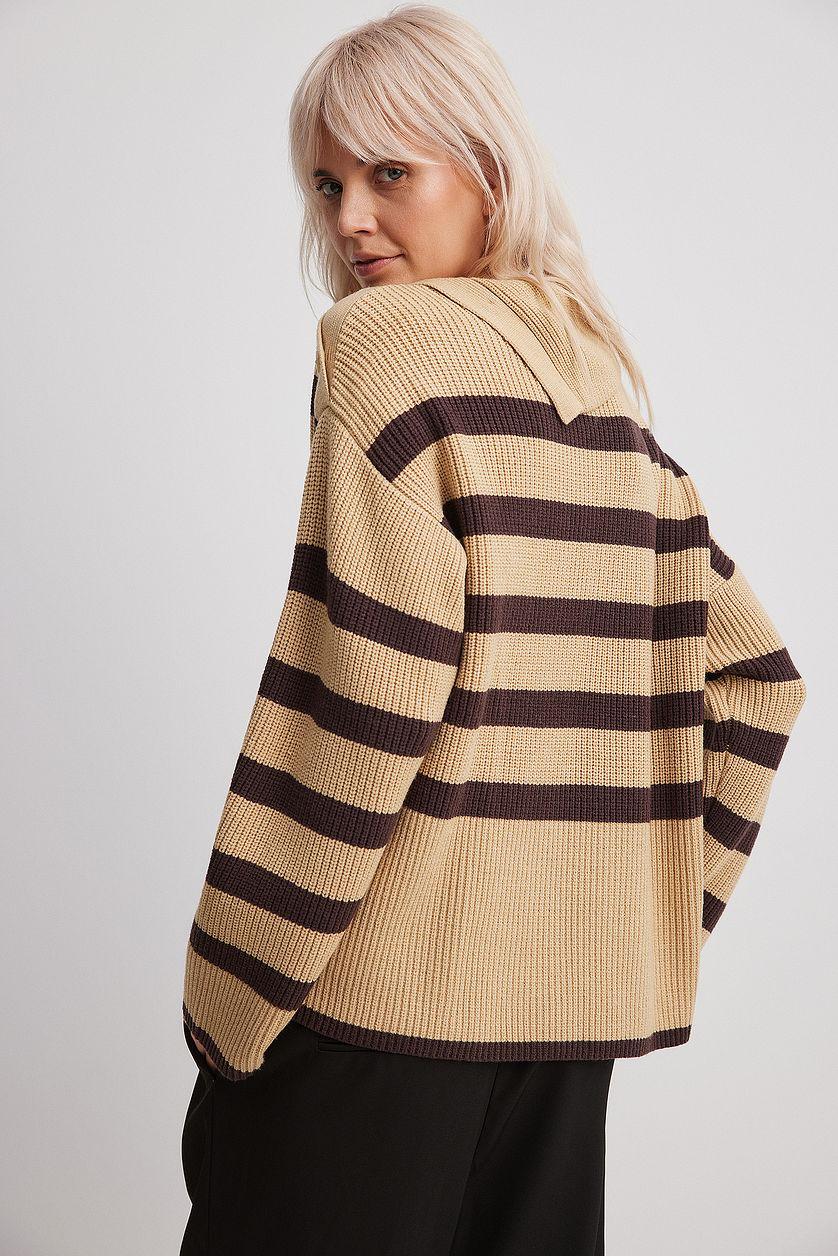 Striped Knitted Turtleneck Sweater Product Image
