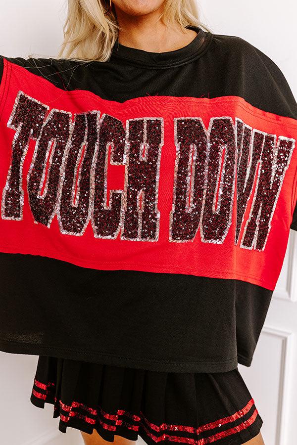 It's a Touch Down Sequin Oversized Tee in Black Product Image