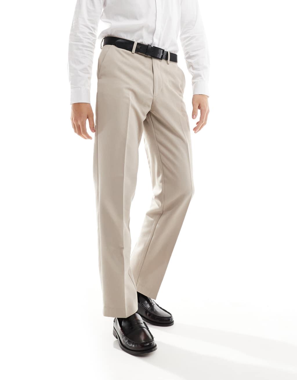 ASOS DESIGN dressy straight leg pants in stone Product Image