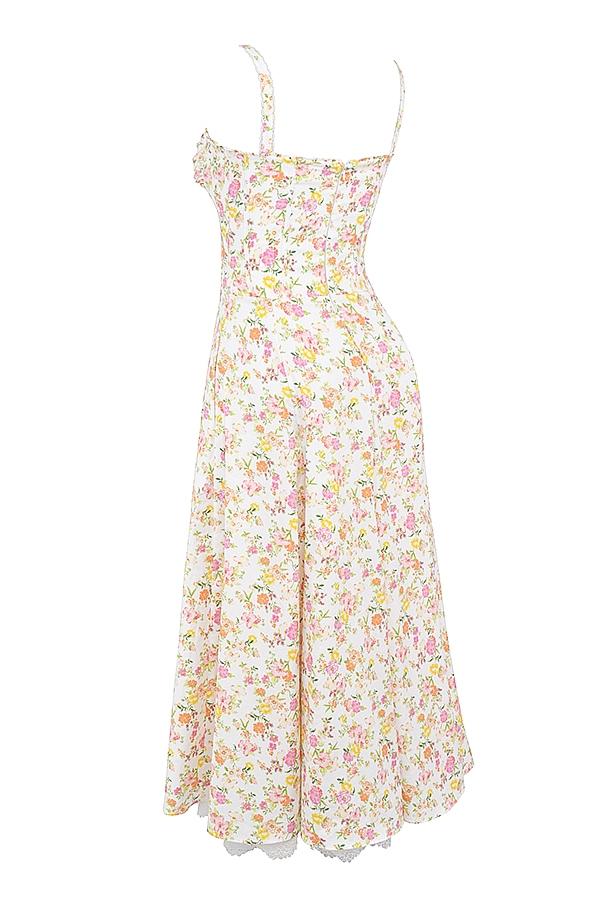 Rosalee  ivory meadow print cotton bustier sundress Product Image