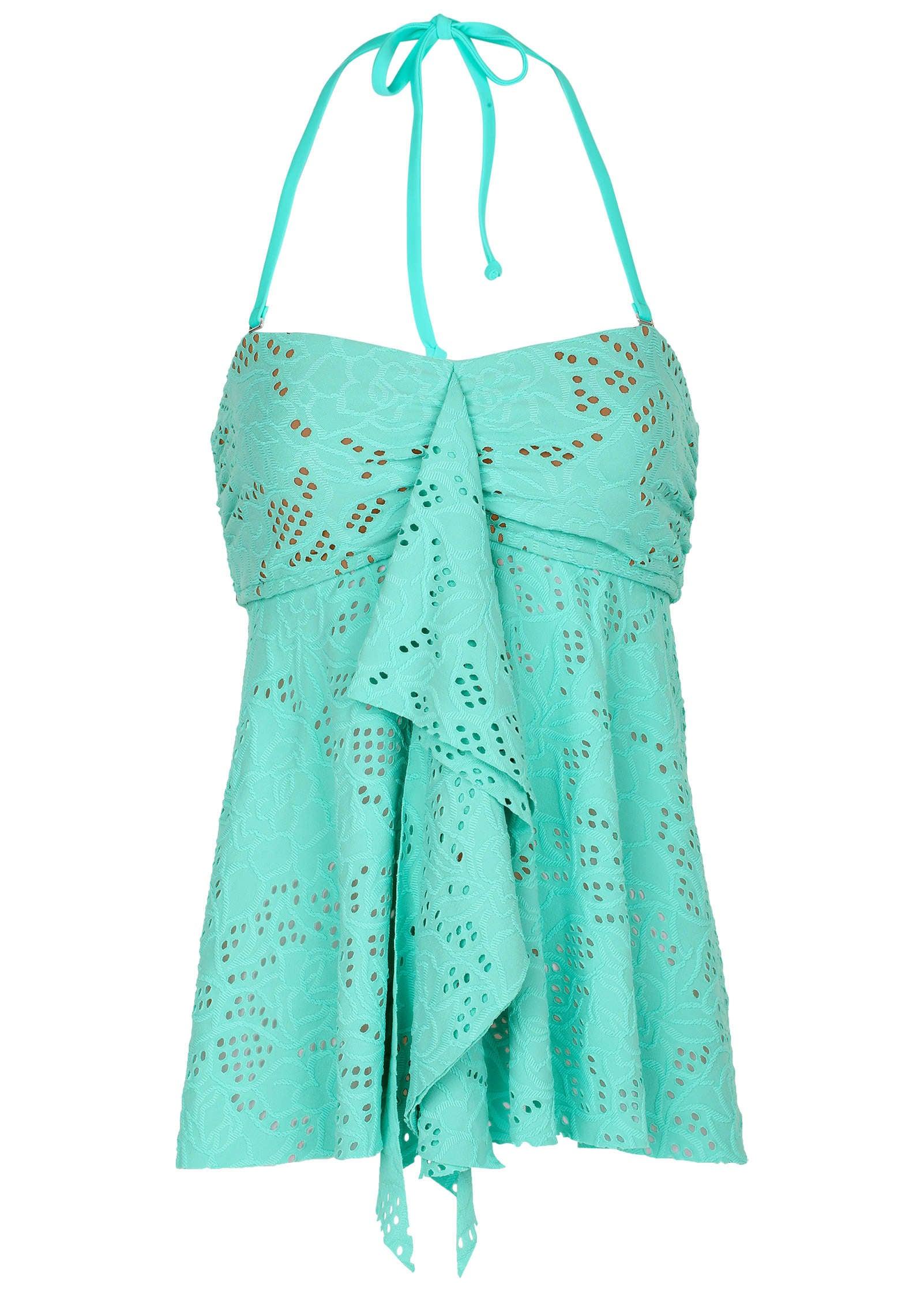 Lace Lanai Bandeau Tankini - Light Teal Product Image