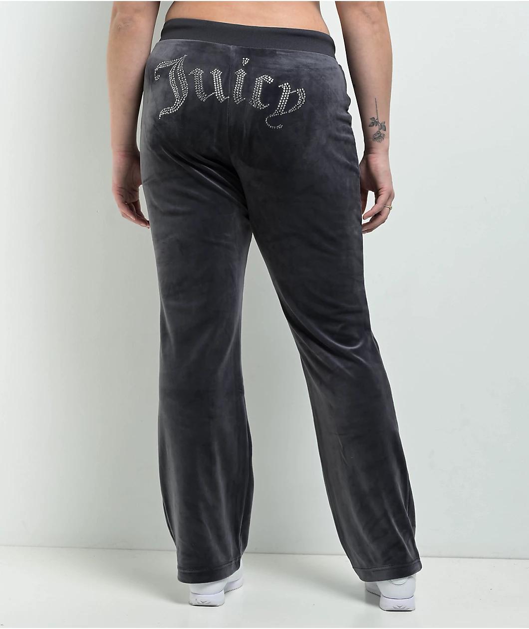 Juicy Couture OG Big Bling Titanium Velour Track Pants Product Image