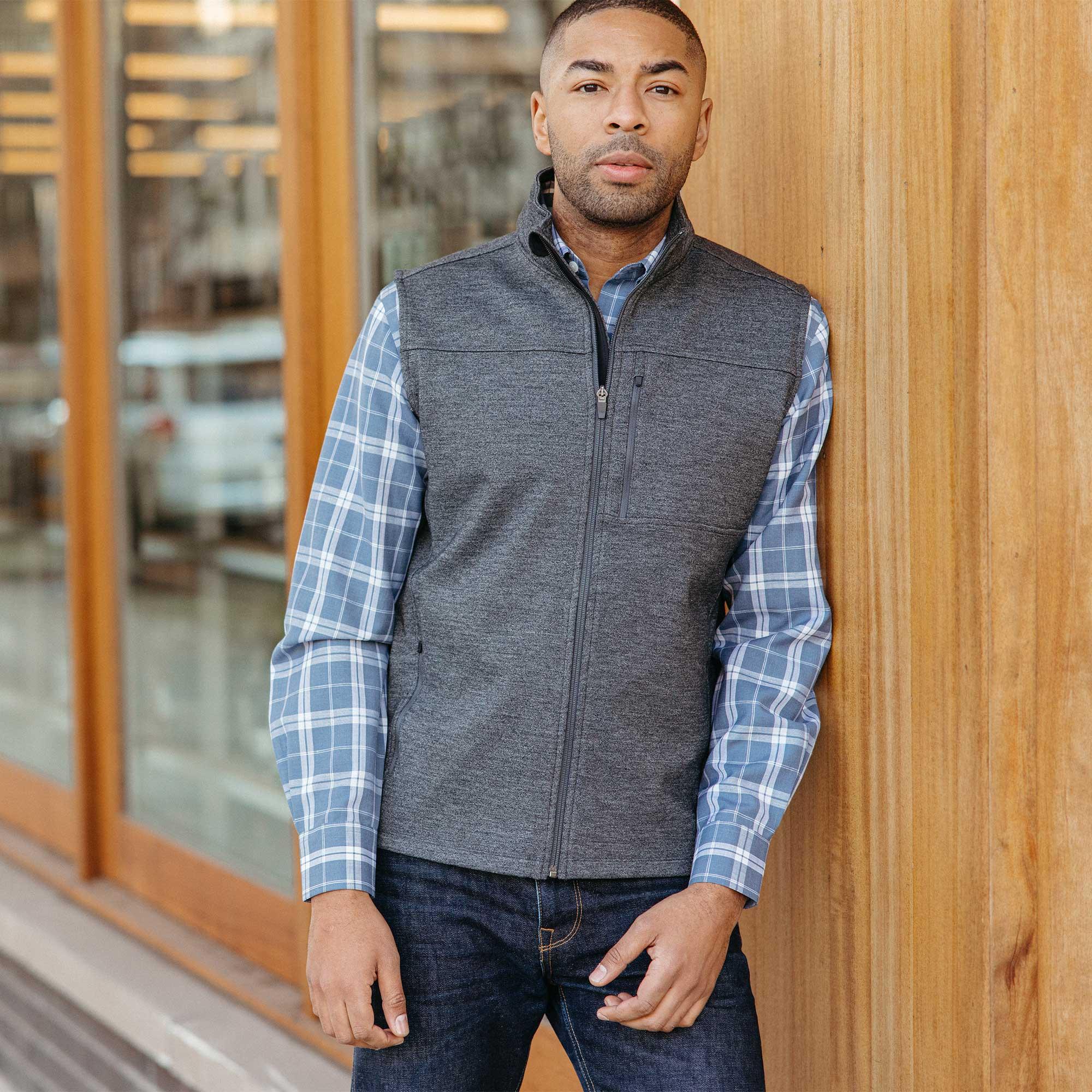 Merino Wool Full-Zip Ponte Vest | Black Marl Product Image