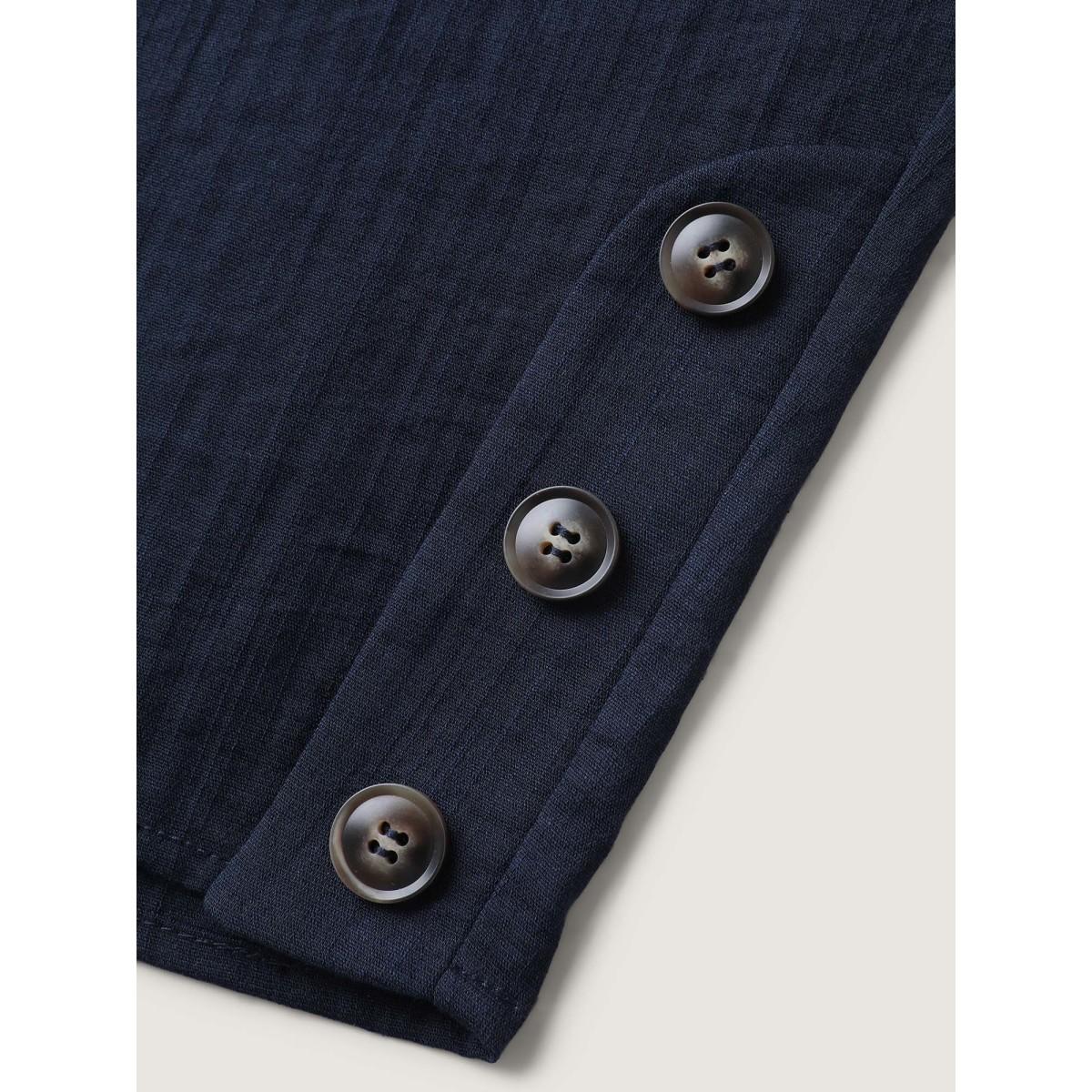 Plus Size Button Hem Straight-Leg Crop Pants Women Midnight Leisure Straight Leg Mid Rise Casual Pants BloomChic 22-24/3X Product Image