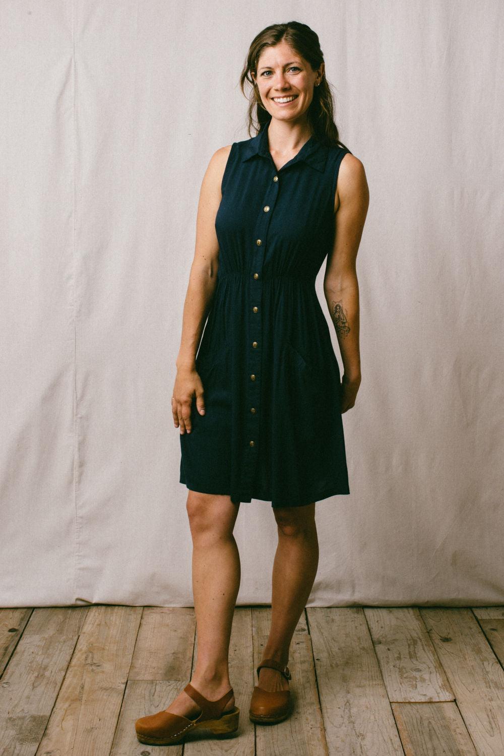 Mona Dress in Navy Challis Product Image