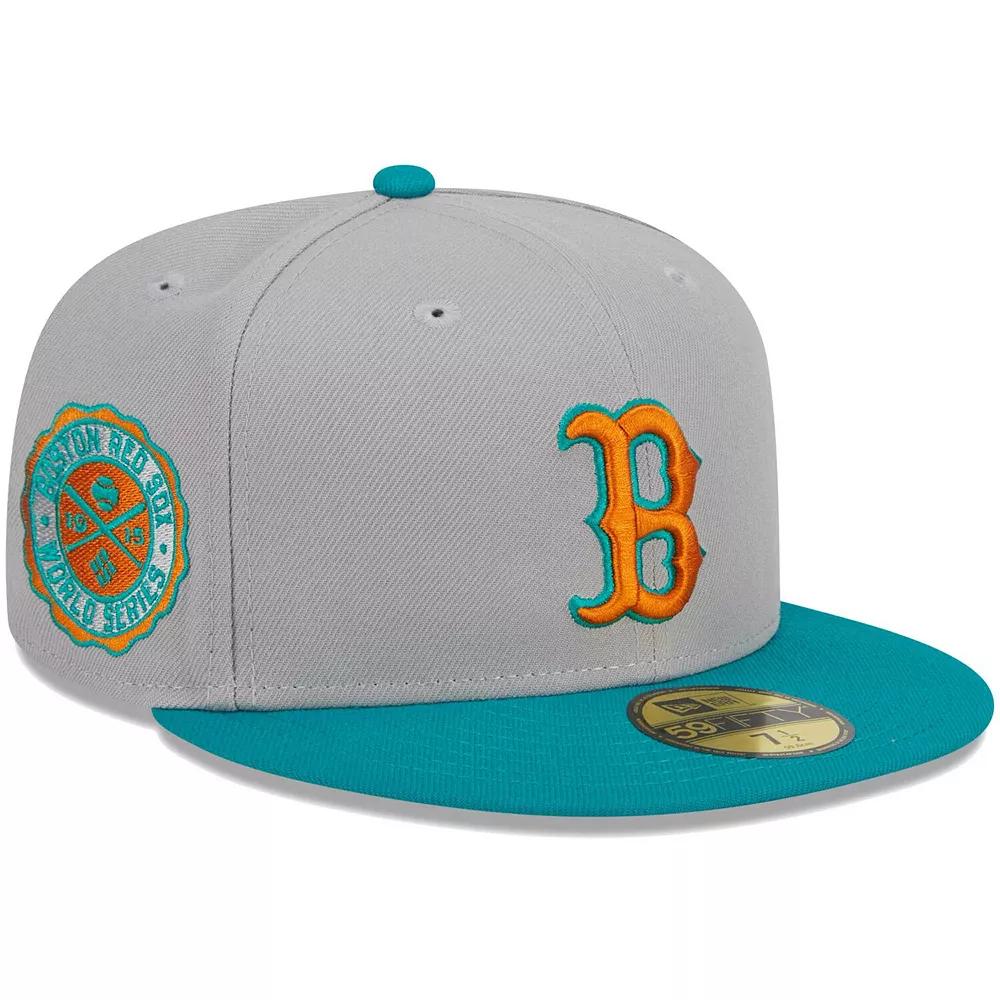 Men's New Era Gray/Teal Boston Red Sox  59FIFTY Fitted Hat, Size: 7 1/8, Grey Product Image