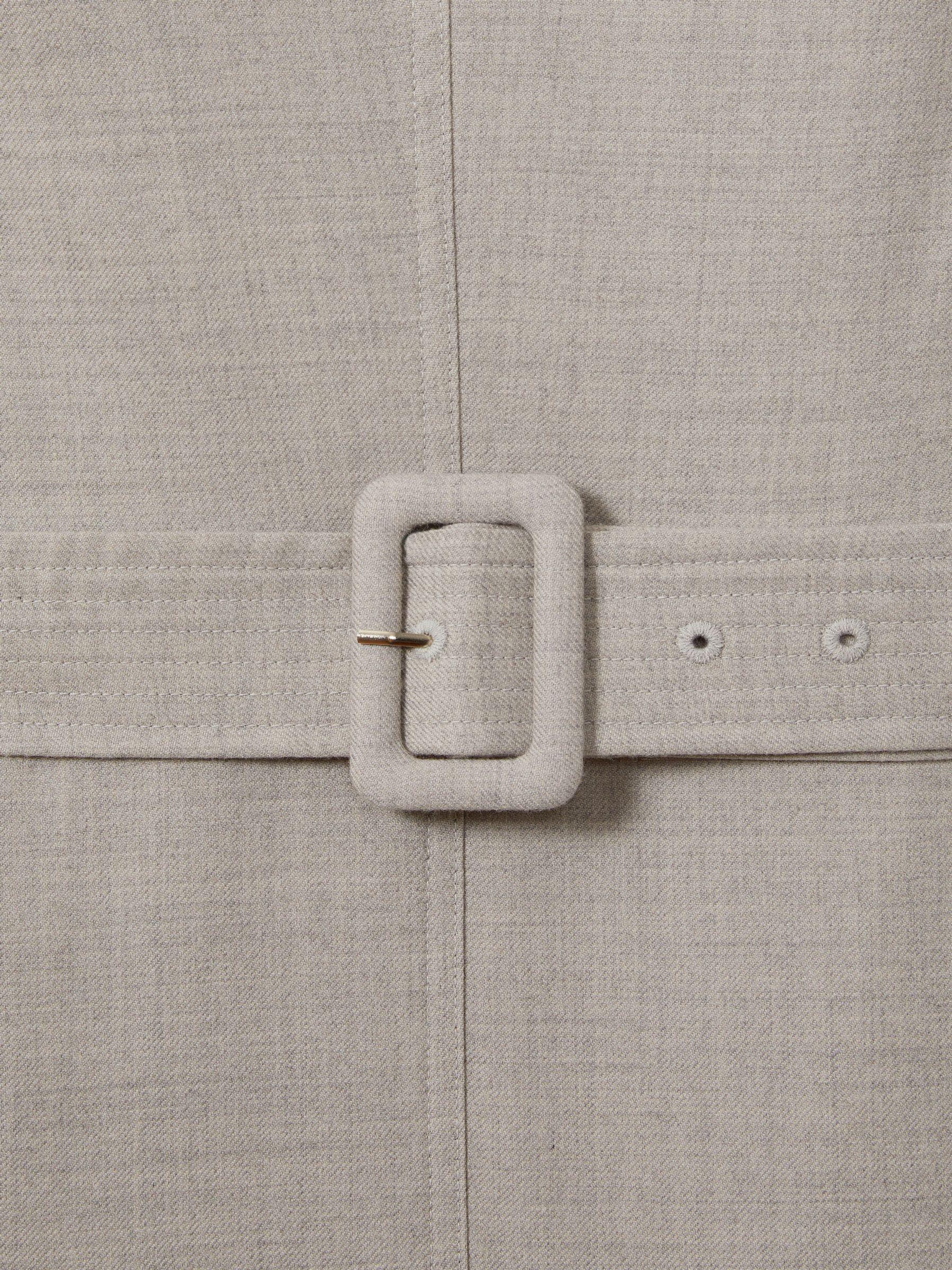 Belted Flared Midi Dress in Grey Product Image