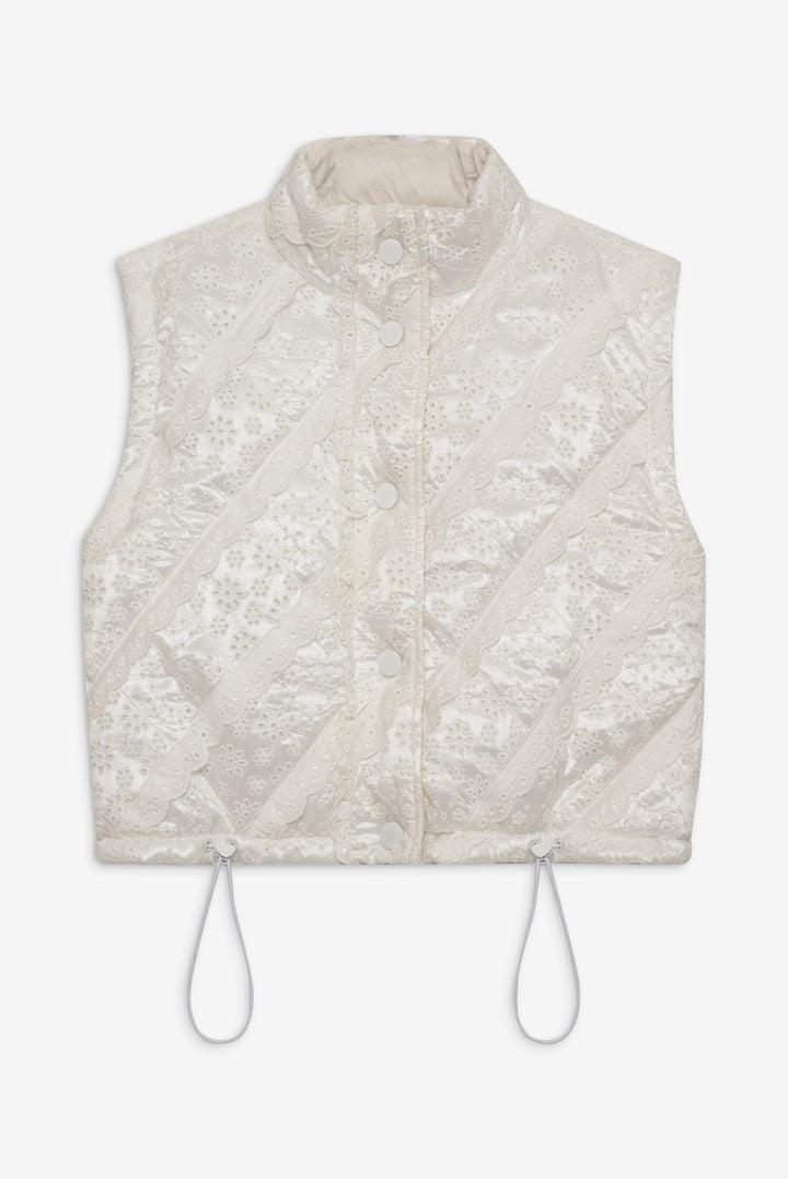 Sloane Eyelet Puffer Vest — White Product Image