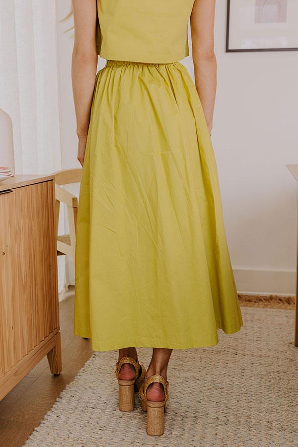 Vacay Bound High Waist Embroidered Midi Skirt in Lime Punch Product Image