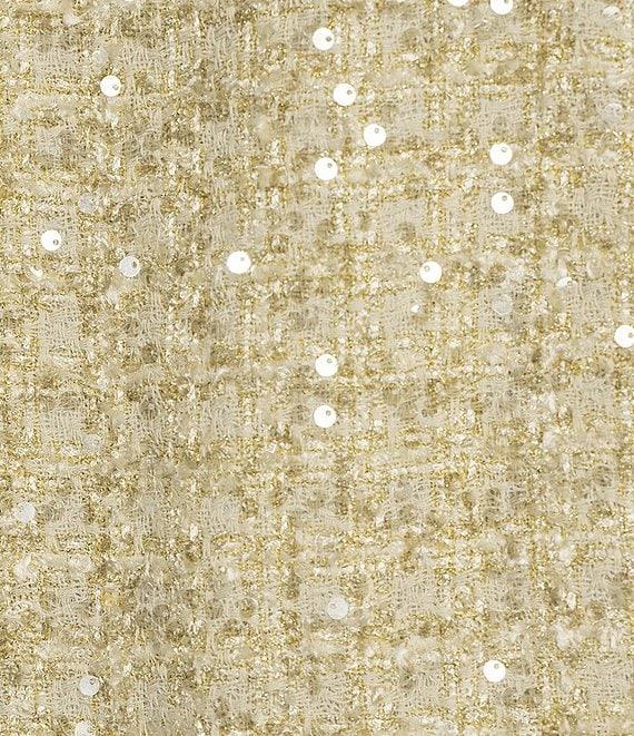 Donna Karan Sequin Tweed Crew Neck 3/4 Sleeve Open Front Coordinating Jacket Product Image