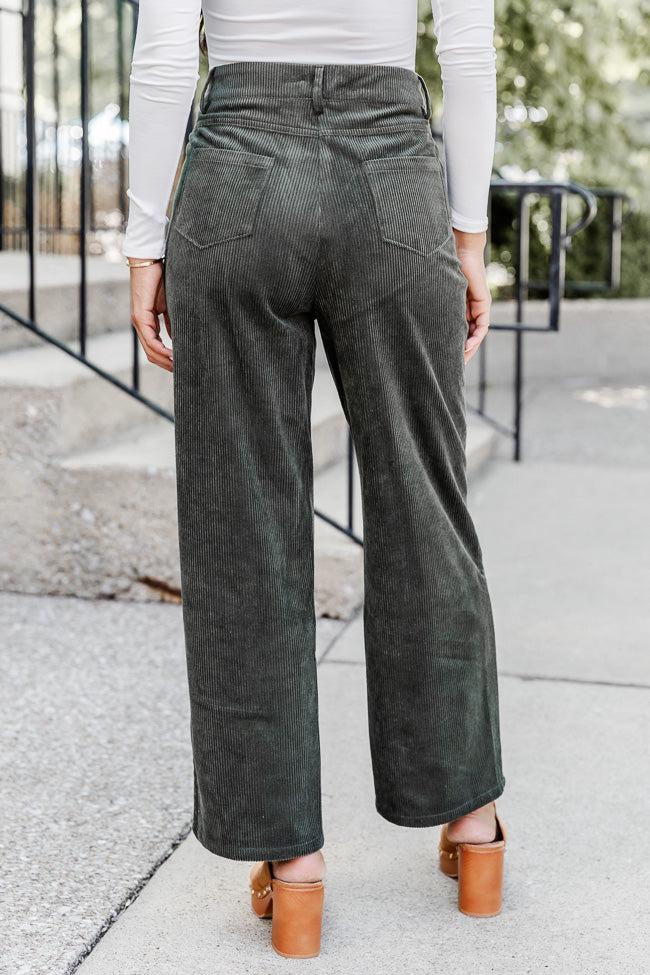 Get To Going Olive Corduroy Straight Leg Pants FINAL SALE Product Image