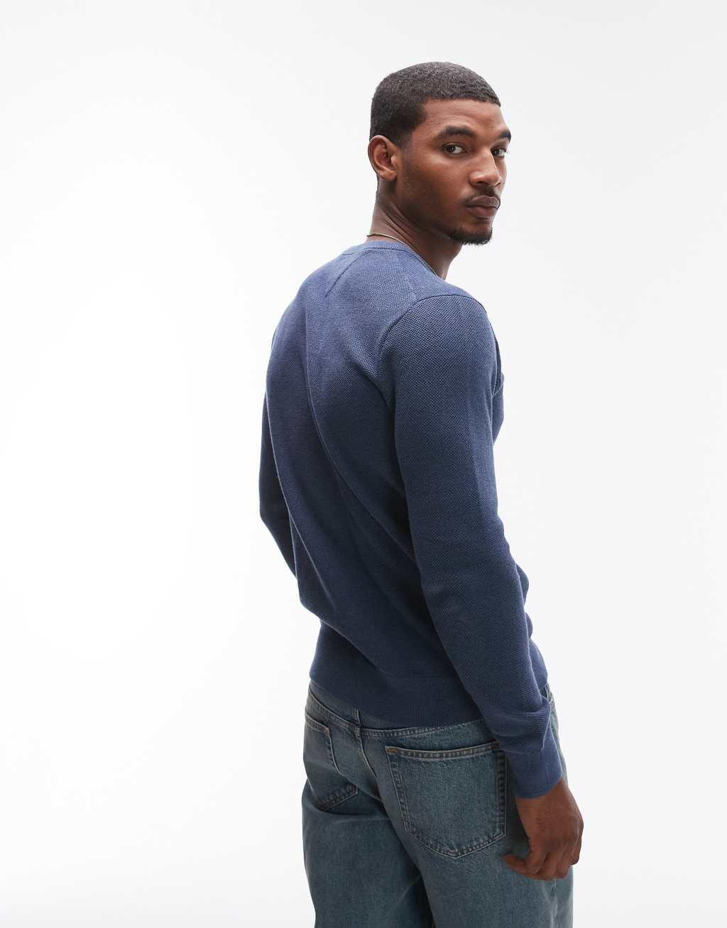 Tommy Hilfiger essential crew neck sweater in blue Product Image