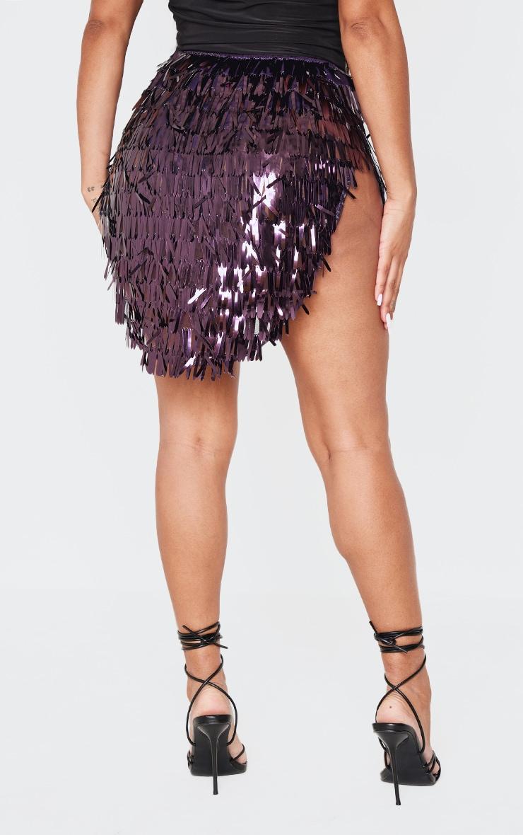 Shape Purple Sequin V Hem Mini Skirt Product Image