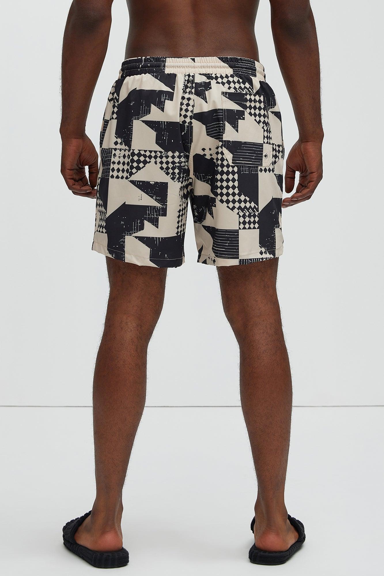 Fuller Geometric Swim Classic Trunk - Black/combo Product Image