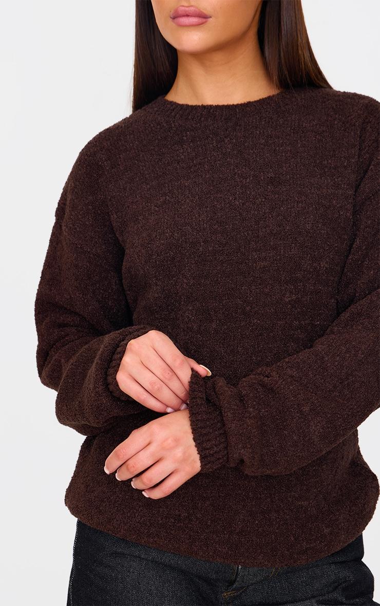 Chocolate Boucle Knit Oversized Sweater Product Image