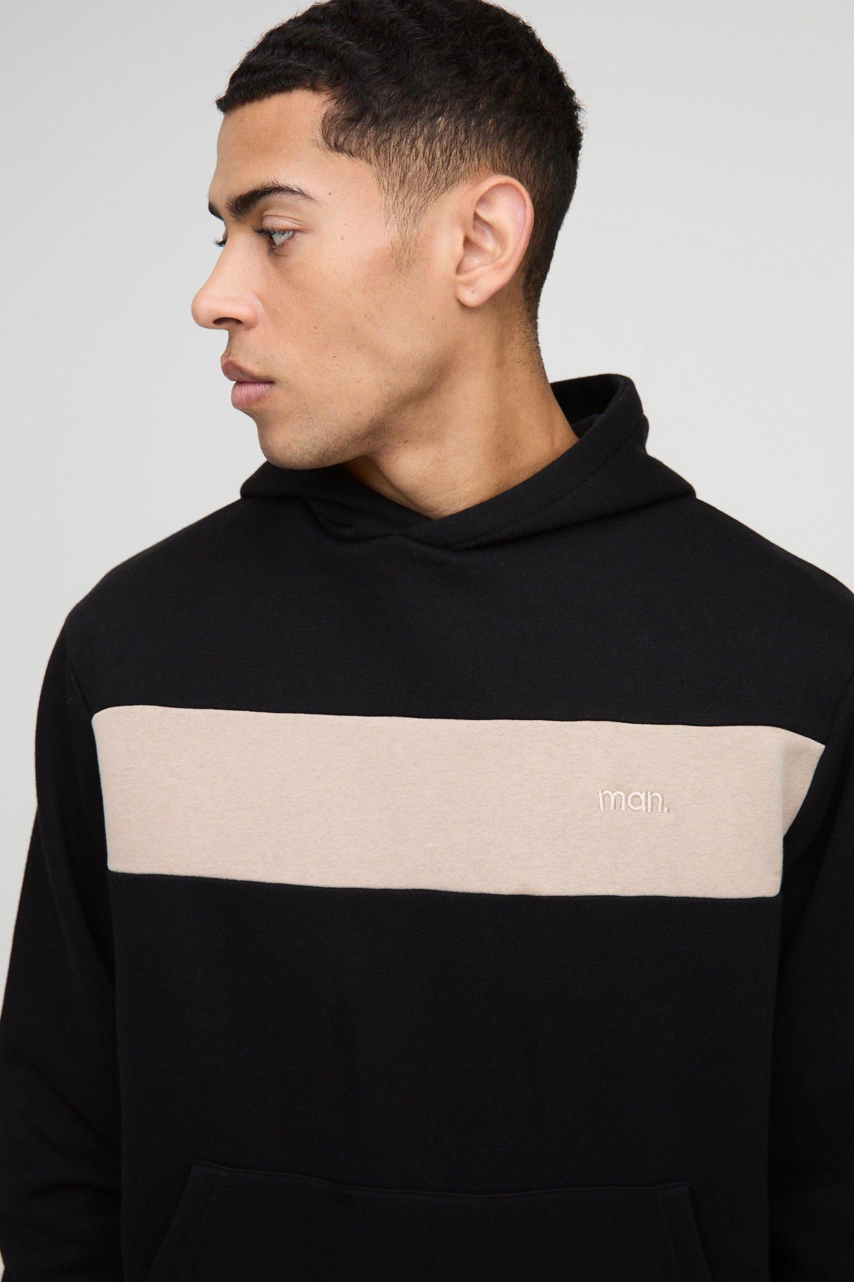 Regular Fit Man Colour Block Hoodie | boohooMAN USA Product Image