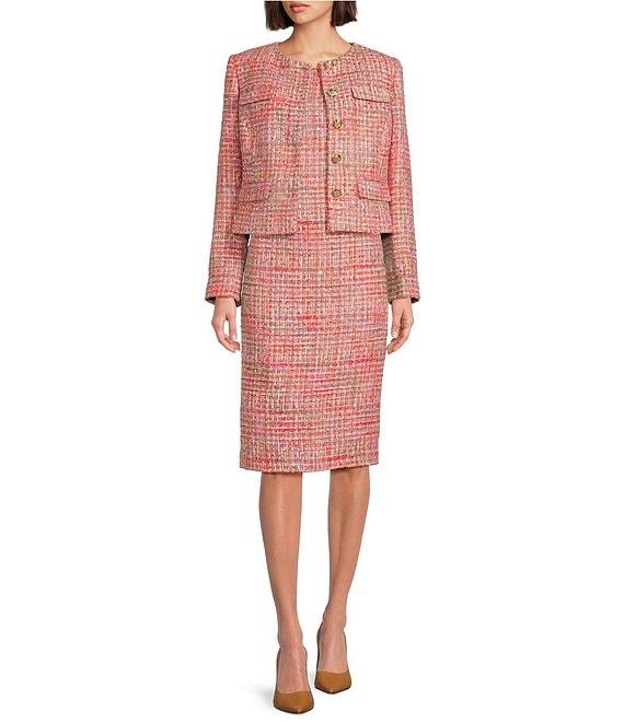 Preston & York Wanda Tweed Round Neckline Long Sleeve Jacket Product Image