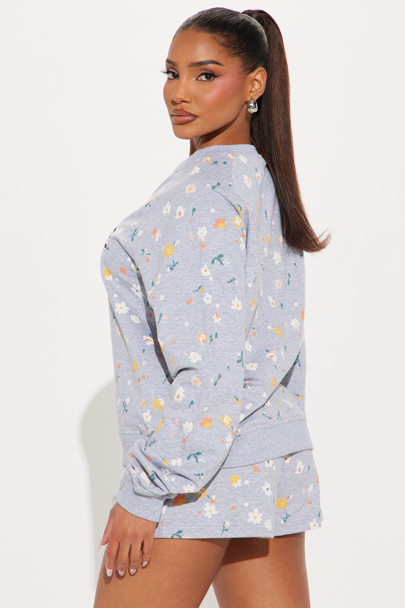 J'Adore Floral Short Set - Grey/combo Product Image