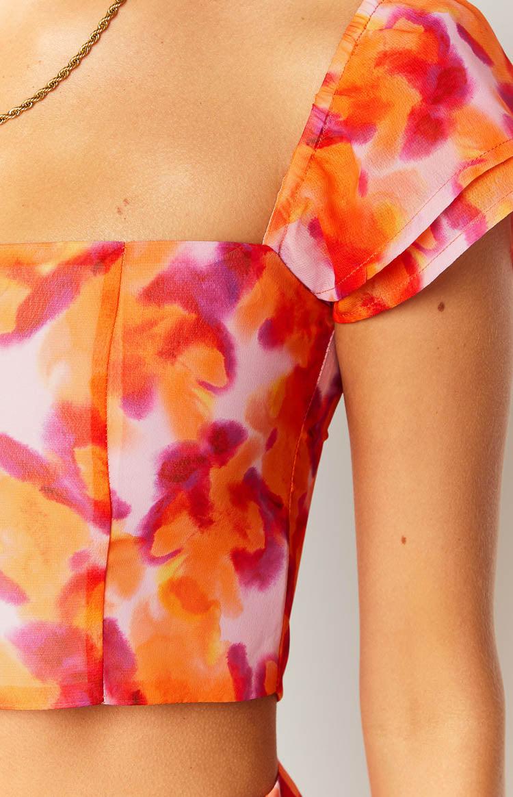 Sophia Azalea Pink Print Short Sleeve Crop Top Baby Product Image