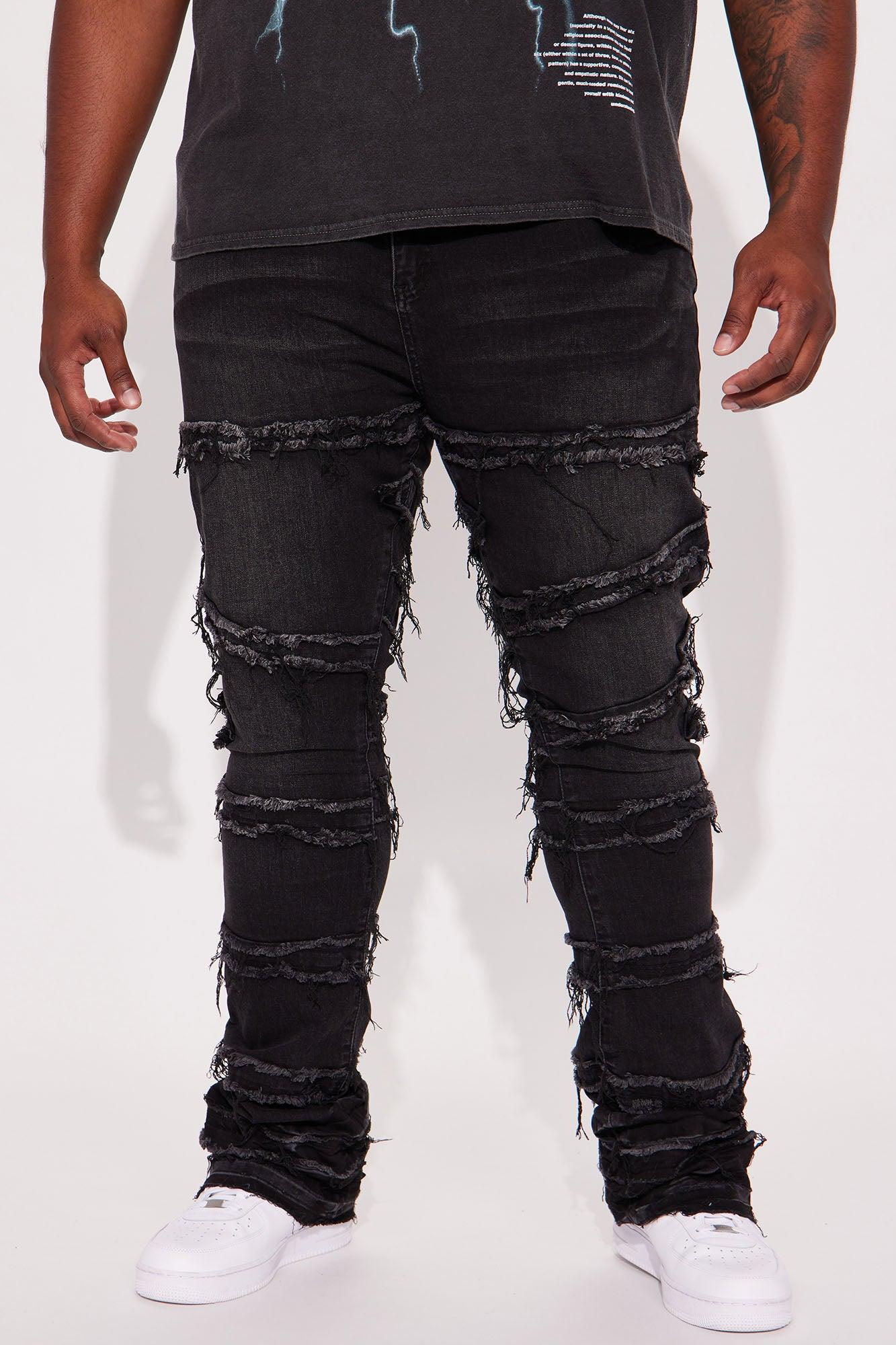 About Fray Stacked Skinny Flare Jeans - Black Wash Product Image