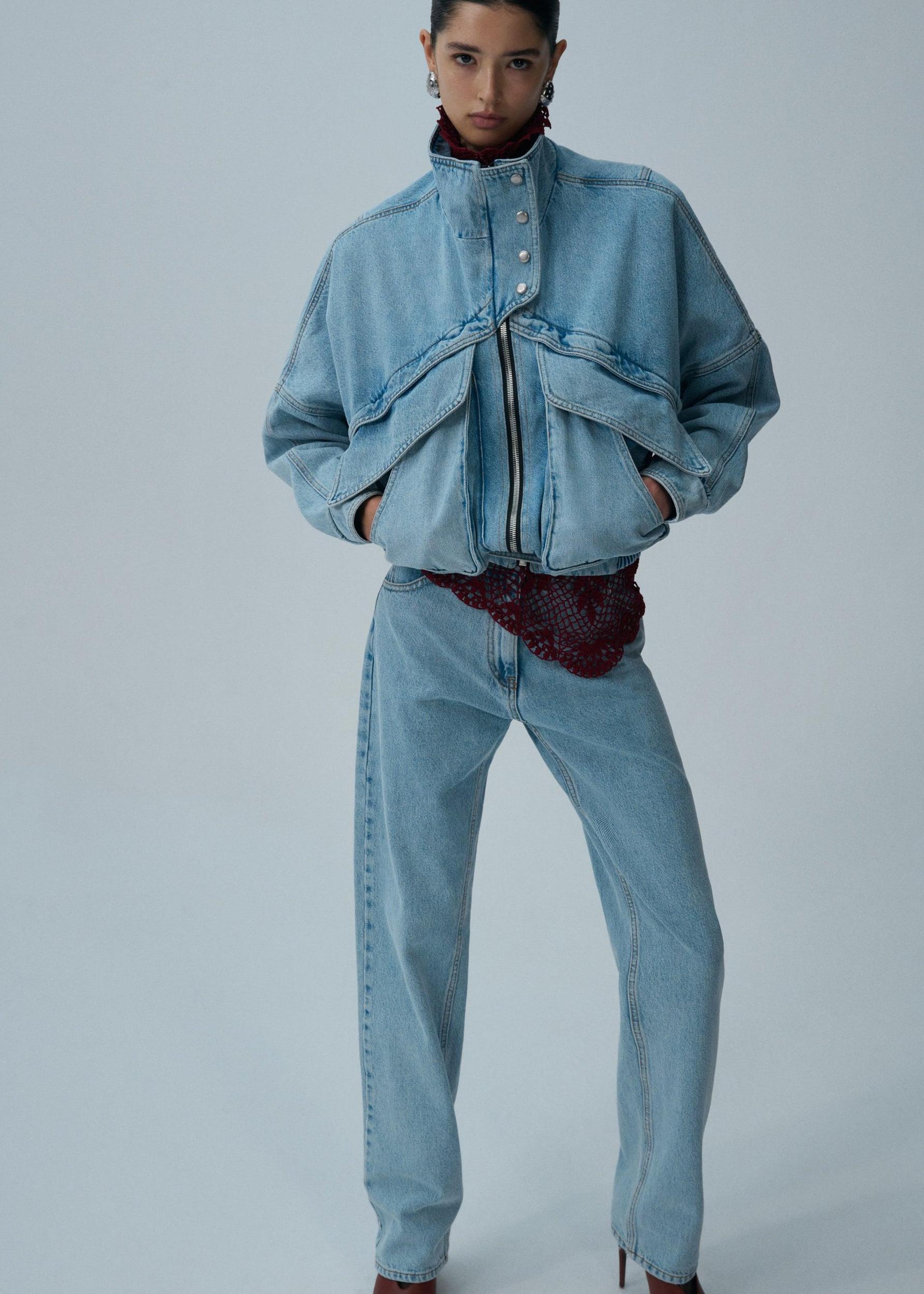 Straight leg denim pants in light blue Product Image