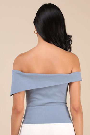 Lorina Slate Asymmetrical Off-the-Shoulder Top Product Image