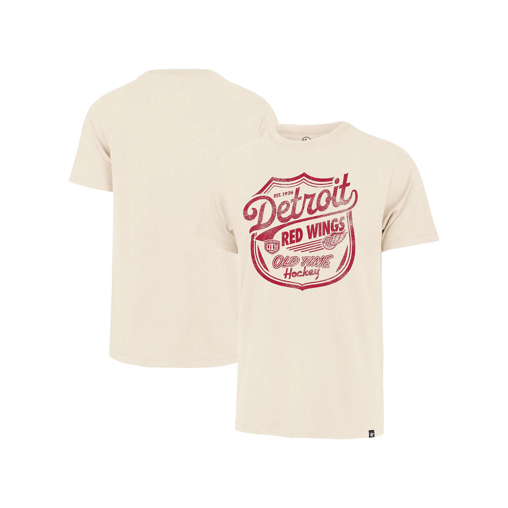 Men's '47 Cream Detroit Red Wings Poke Check Franklin T-Shirt,  Product Image