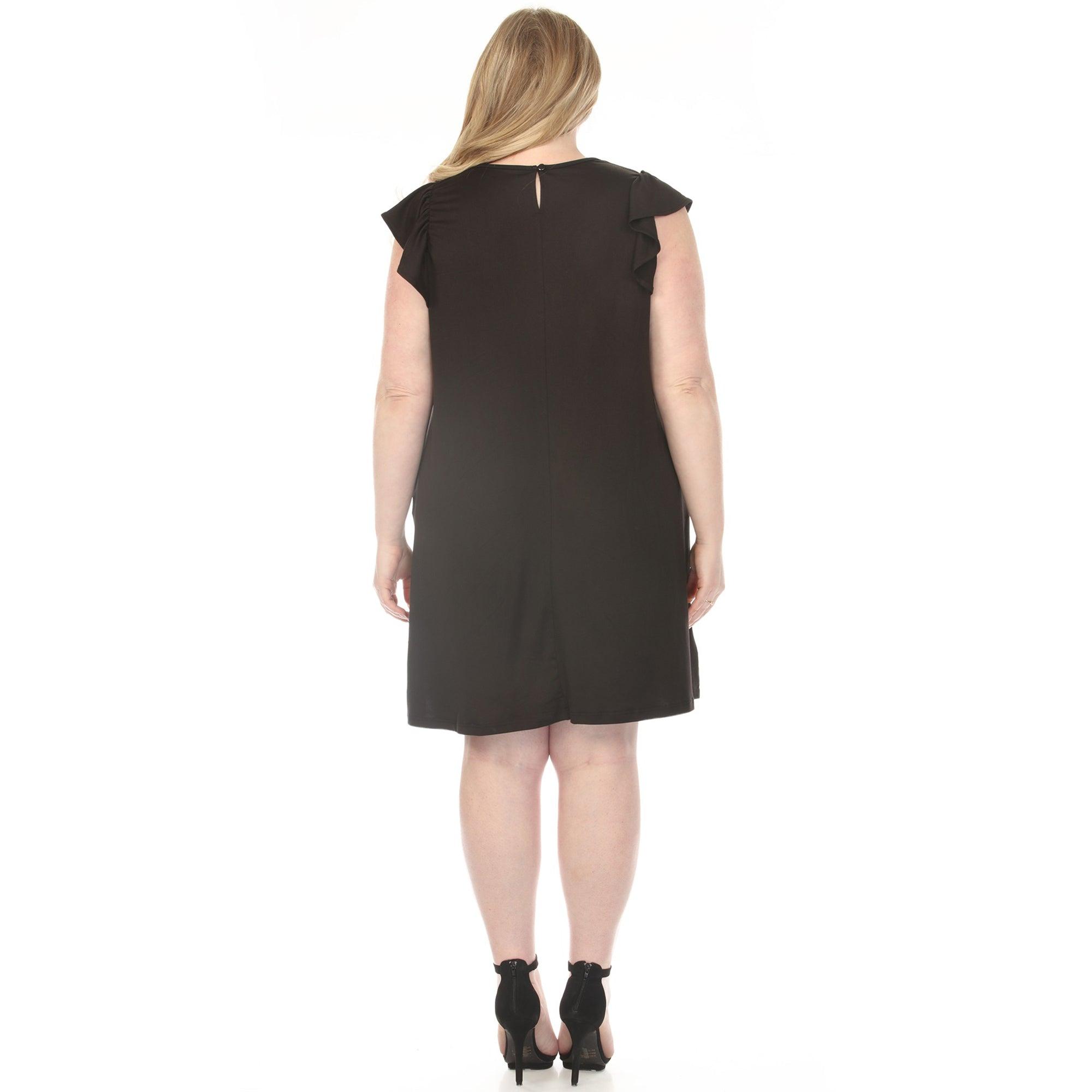 Women's  Crew Neck Ruffle Sleeve Dress Product Image