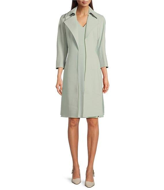 Anne Klein Peak Lapel Notch Collar Long Sleeves Topper Urban Stretch Jacket Product Image