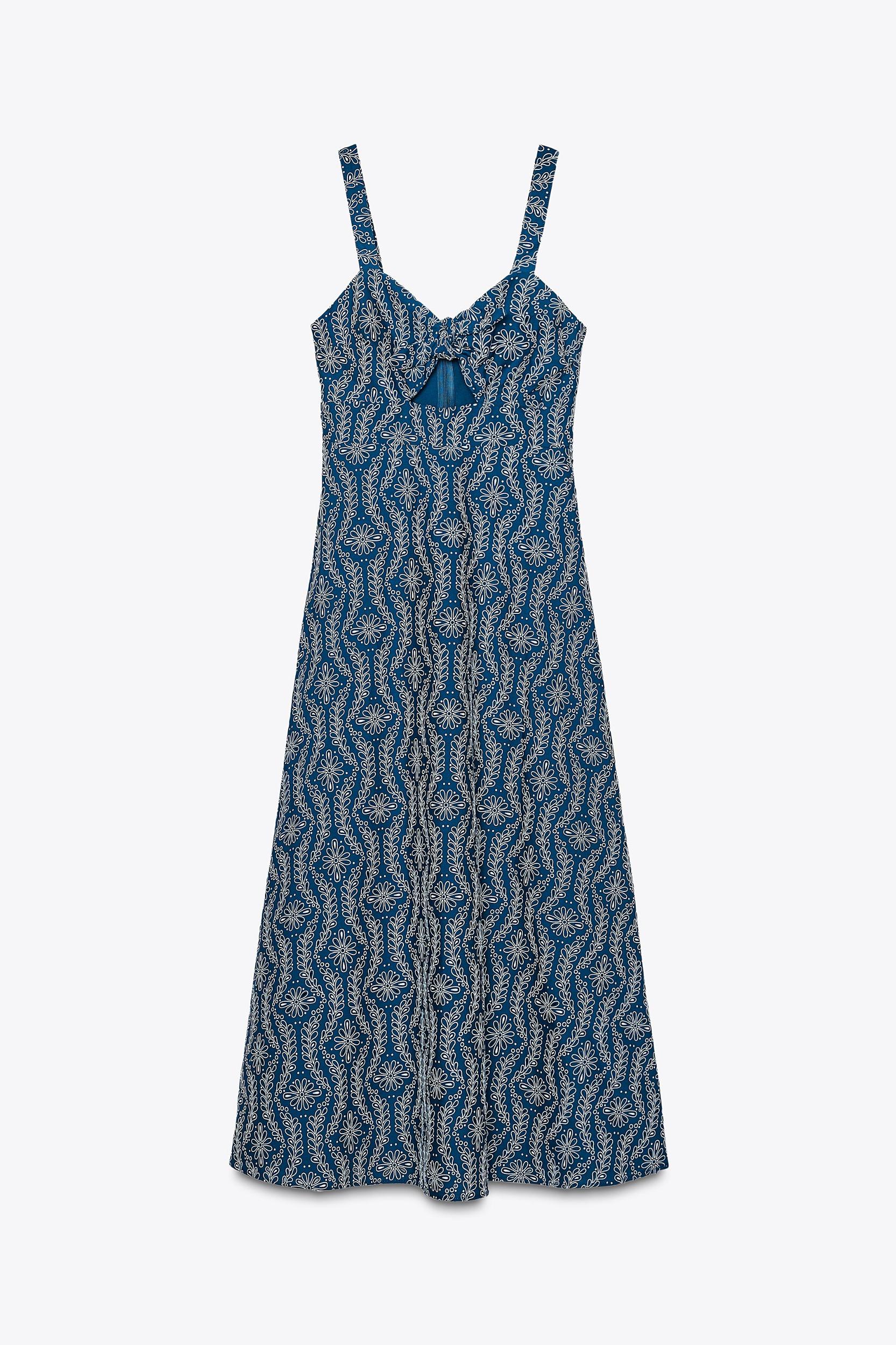 RUBBERIZED OPENWORK EMBROIDERY MIDI DRESS Product Image