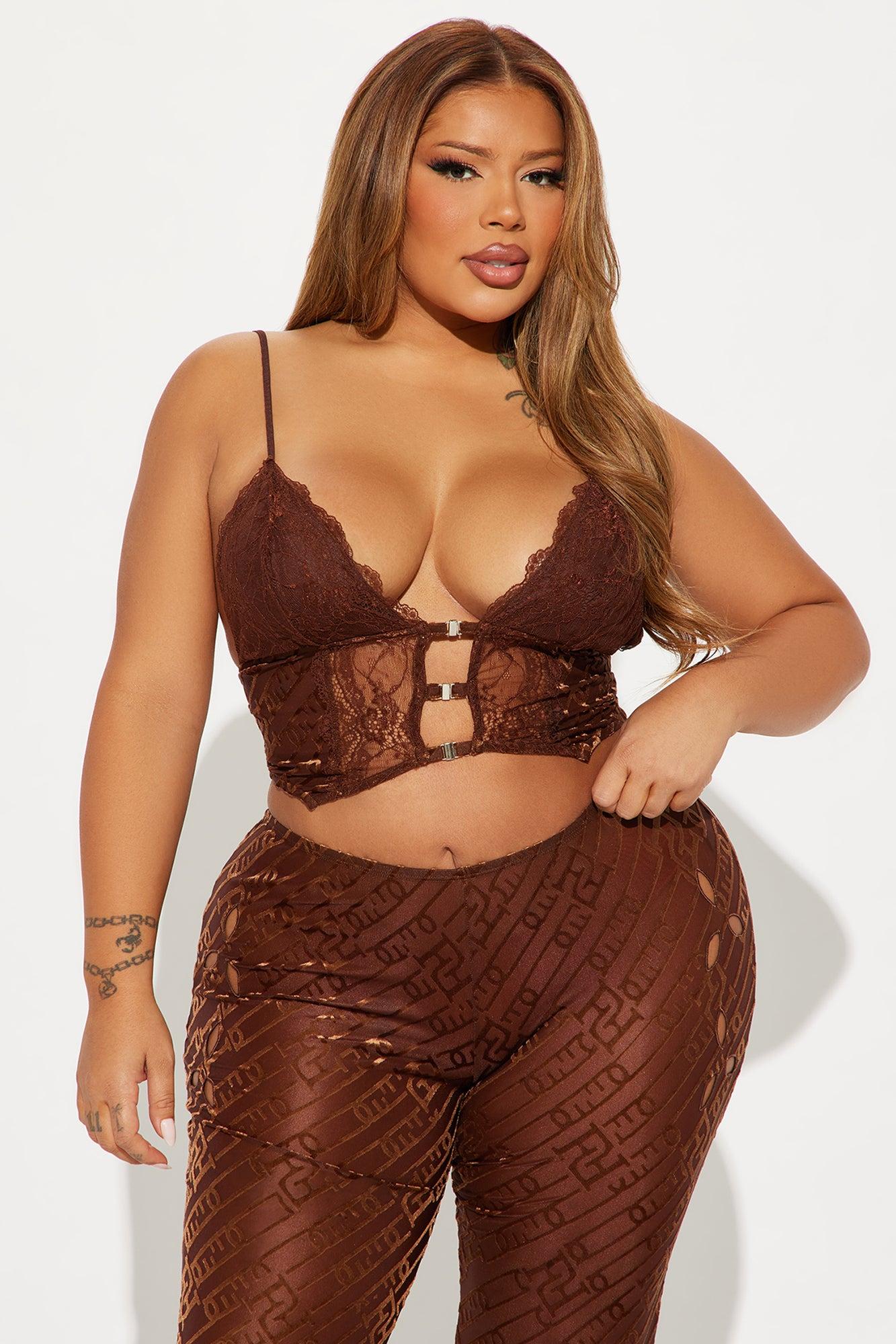 Kya Sheer Velvet Pant Set - Brown Product Image