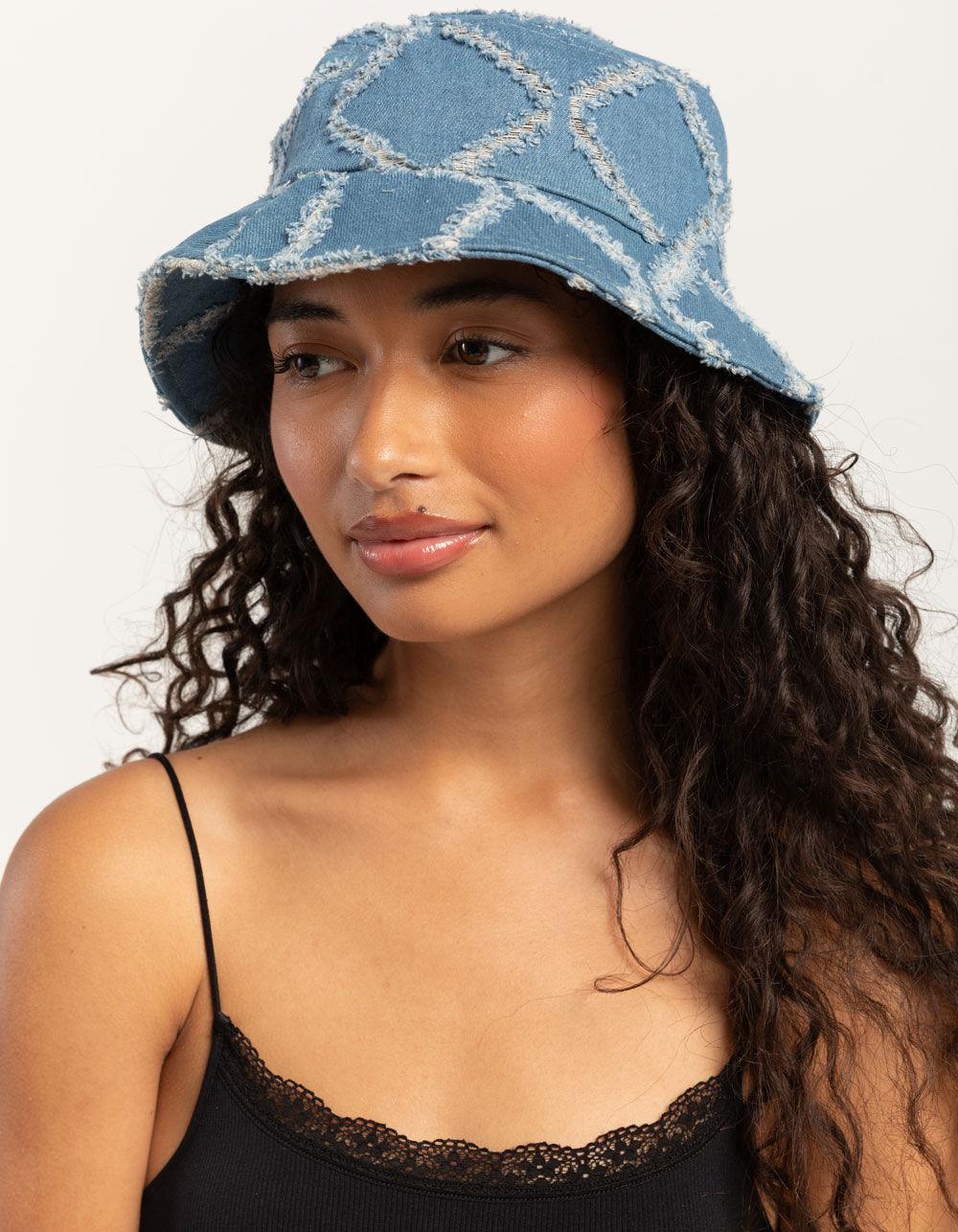 Denim Fringe Womens Bucket Hat - DENIM Product Image