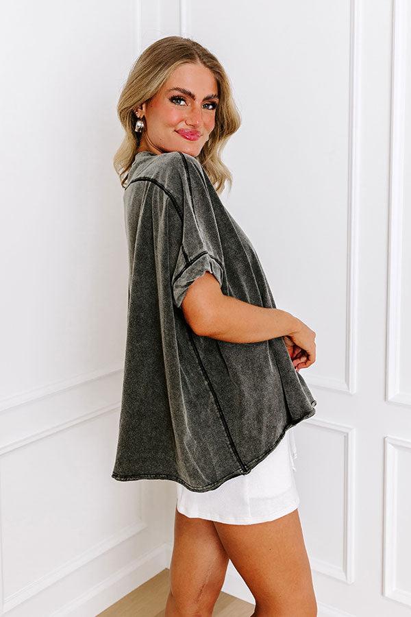 Effortless Vibes Mineral Wash Oversized Tee in Vintage Black Product Image