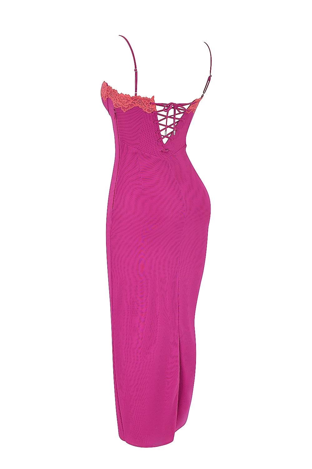 Aiza  raspberry lace trimmed maxi dress Product Image