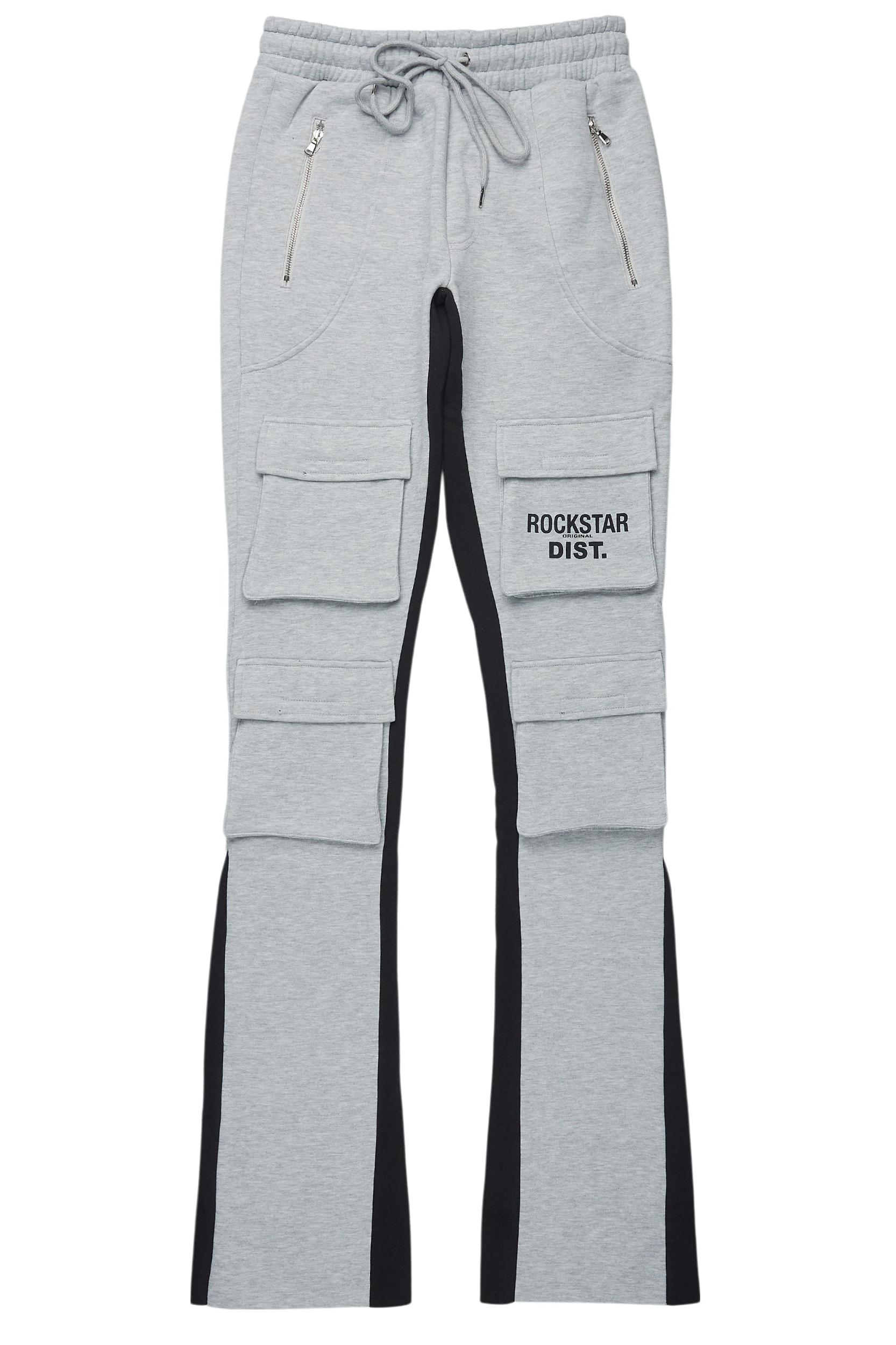 Antoon Heather Grey Stacked Flare Track Pant Male Product Image