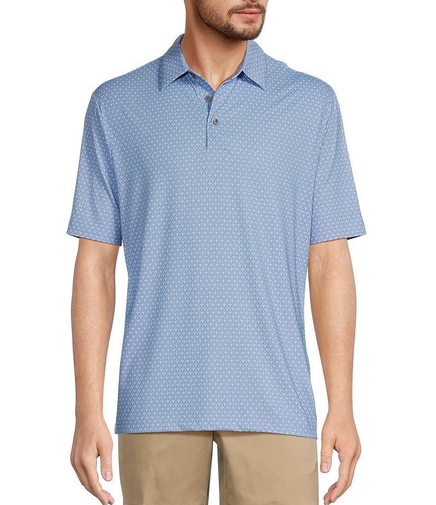 Roundtree & Yorke Big & Tall Performance Short Sleeve Tee Print Polo Shirt Product Image