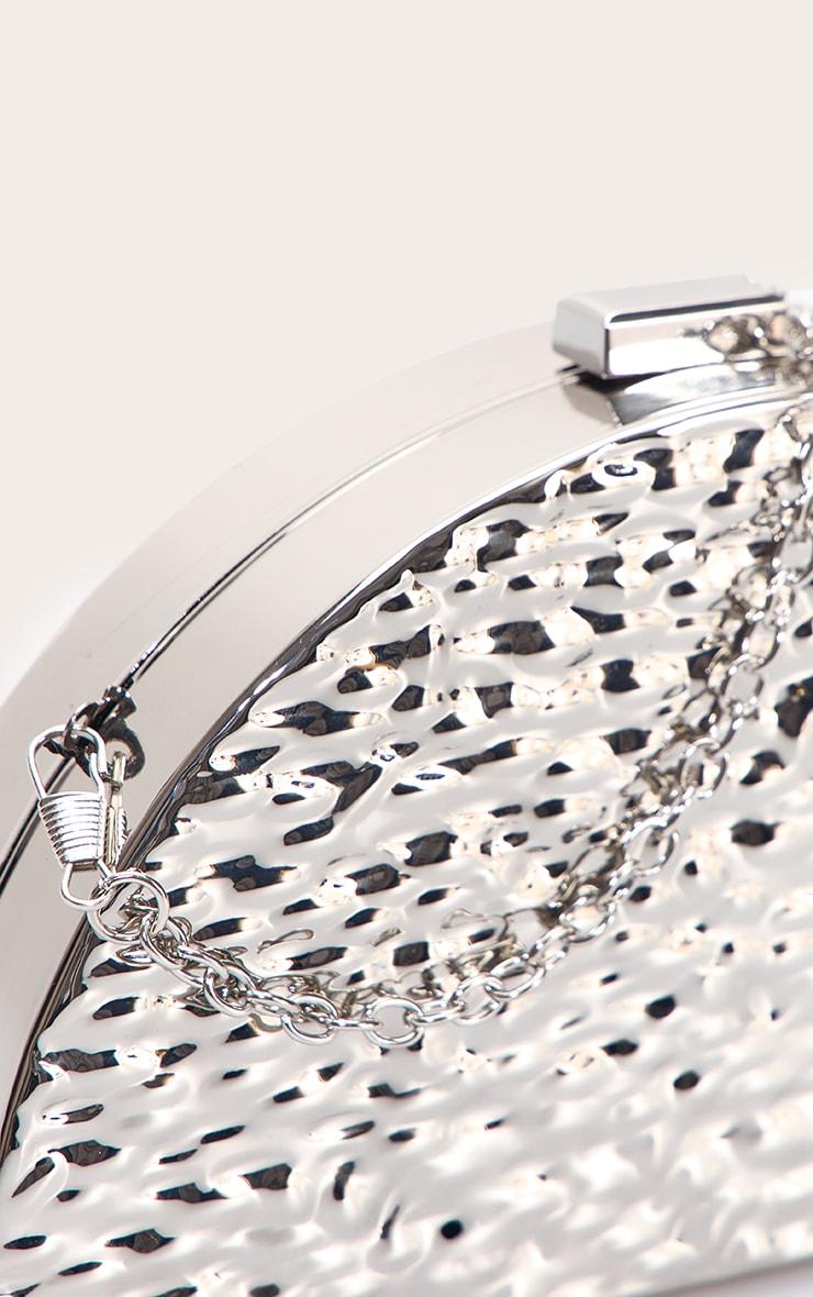 Silver Textured Crescent Clutch Bag Product Image